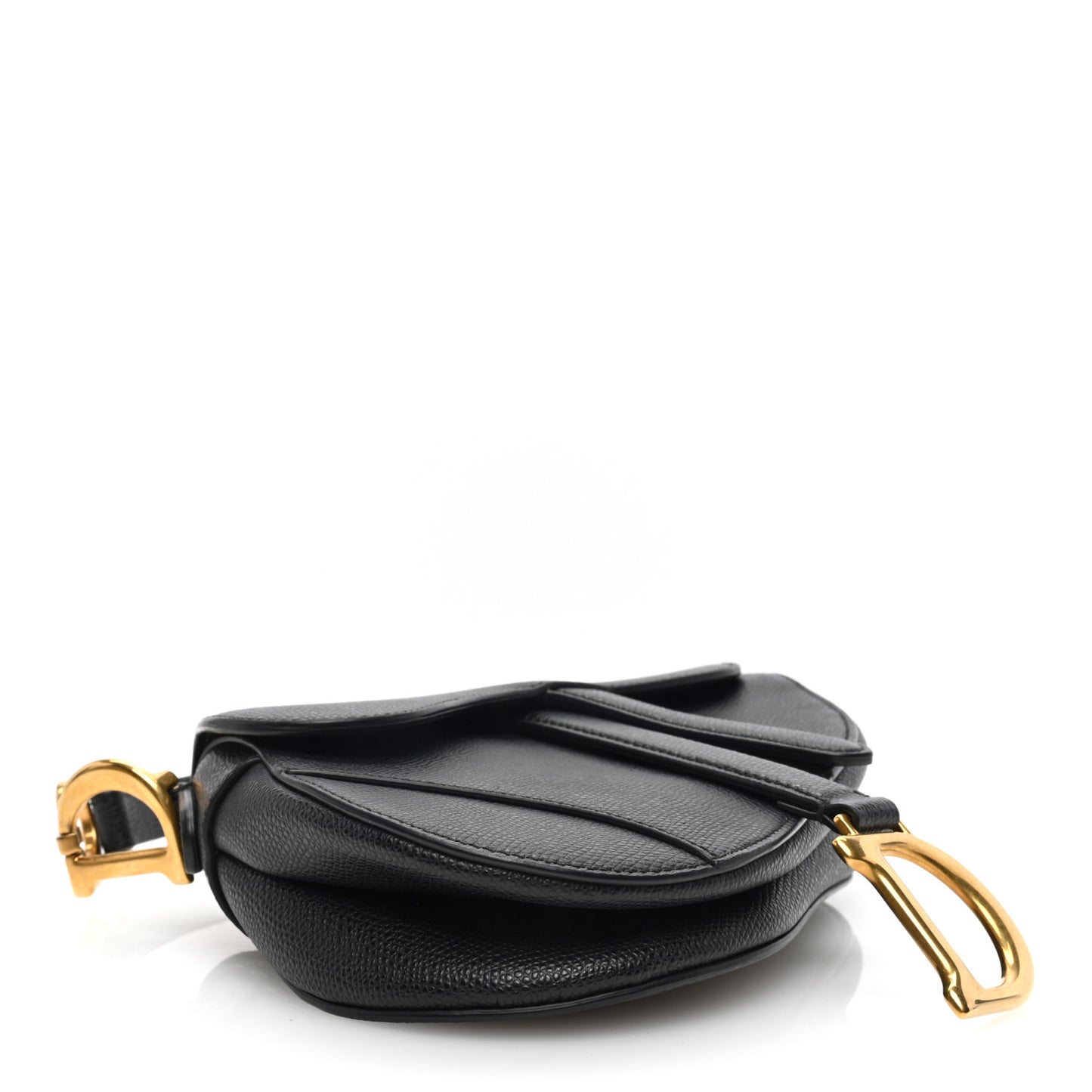 Grained Calfskin Mini Saddle Bag Black