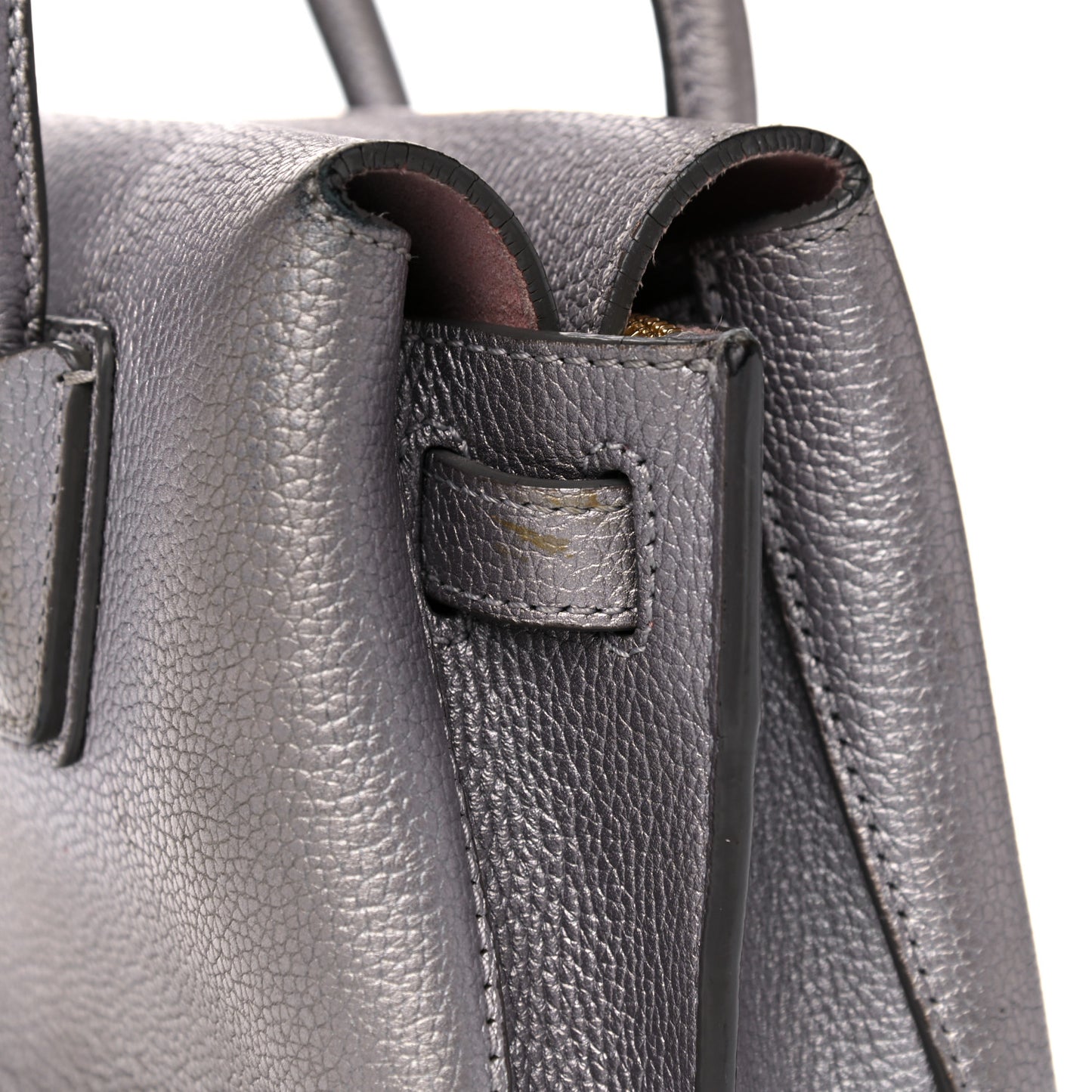 Metallic Grained Calfskin Mini Milla Tote Spike Silver
