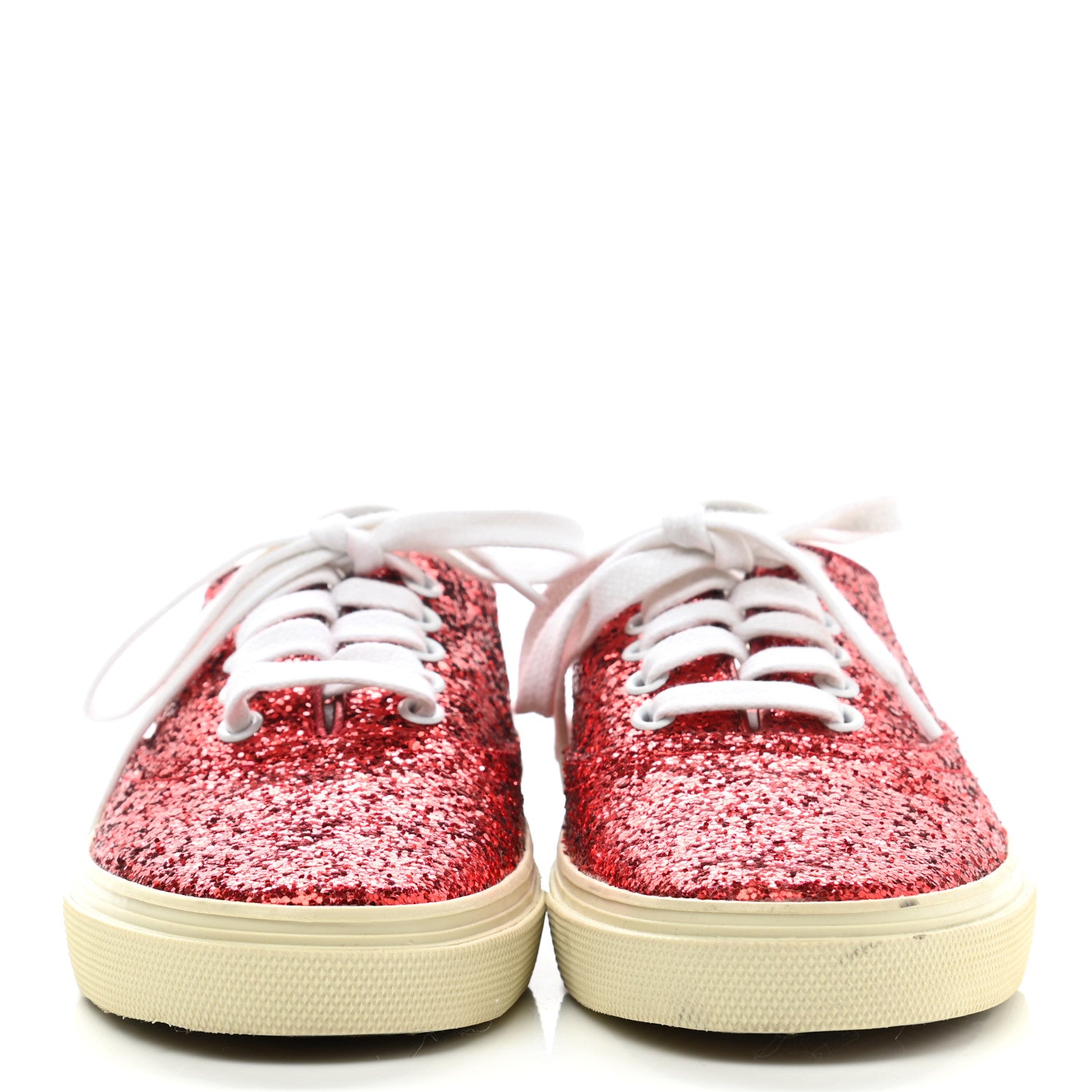 Saint Laurent Calfskin Crystal Glitter Venice Low Top Sneakers 38.5 Red 2 of 9