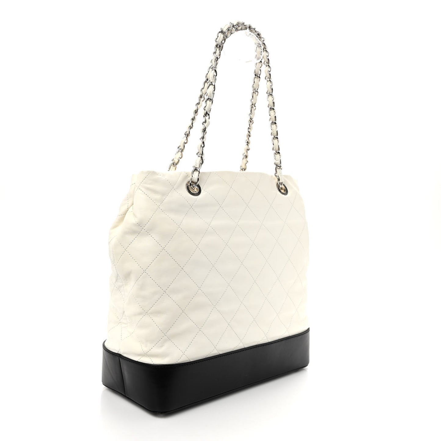 Calfskin Quilted Gabrielle Shopping Tote White