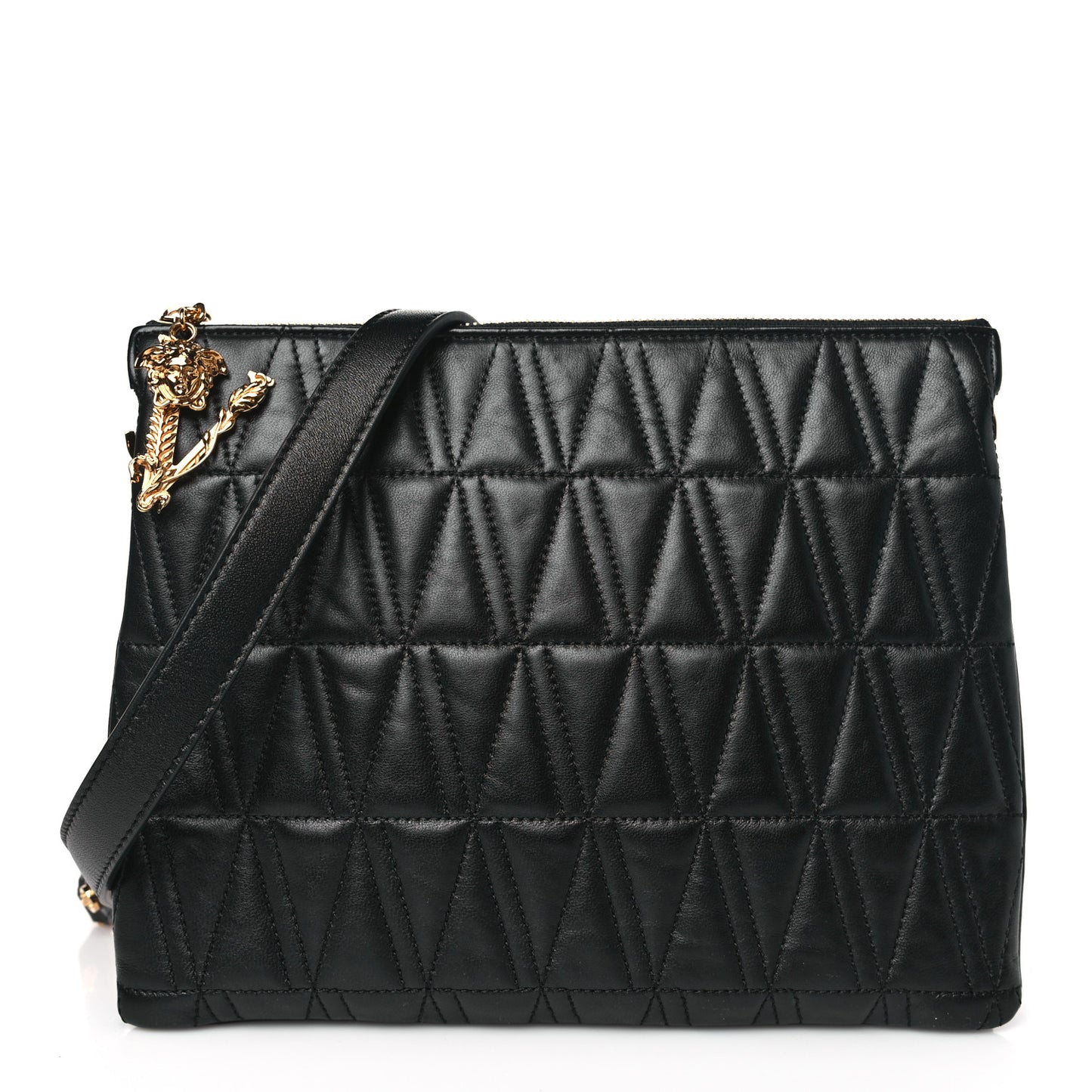 Nappa Quilted Virtus Chain Shoulder Bag Black