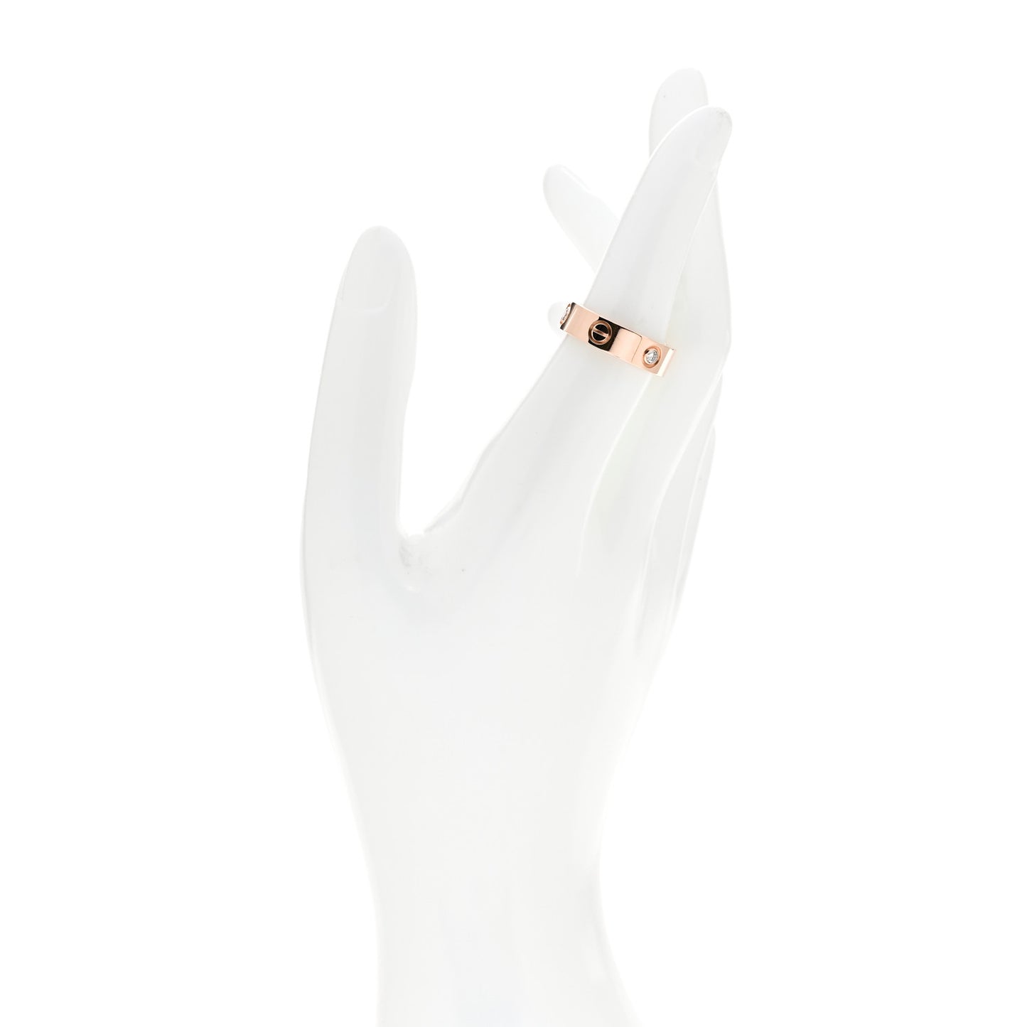 18K Pink Gold 3 Diamond 5.5mm LOVE Ring 54 6.75
