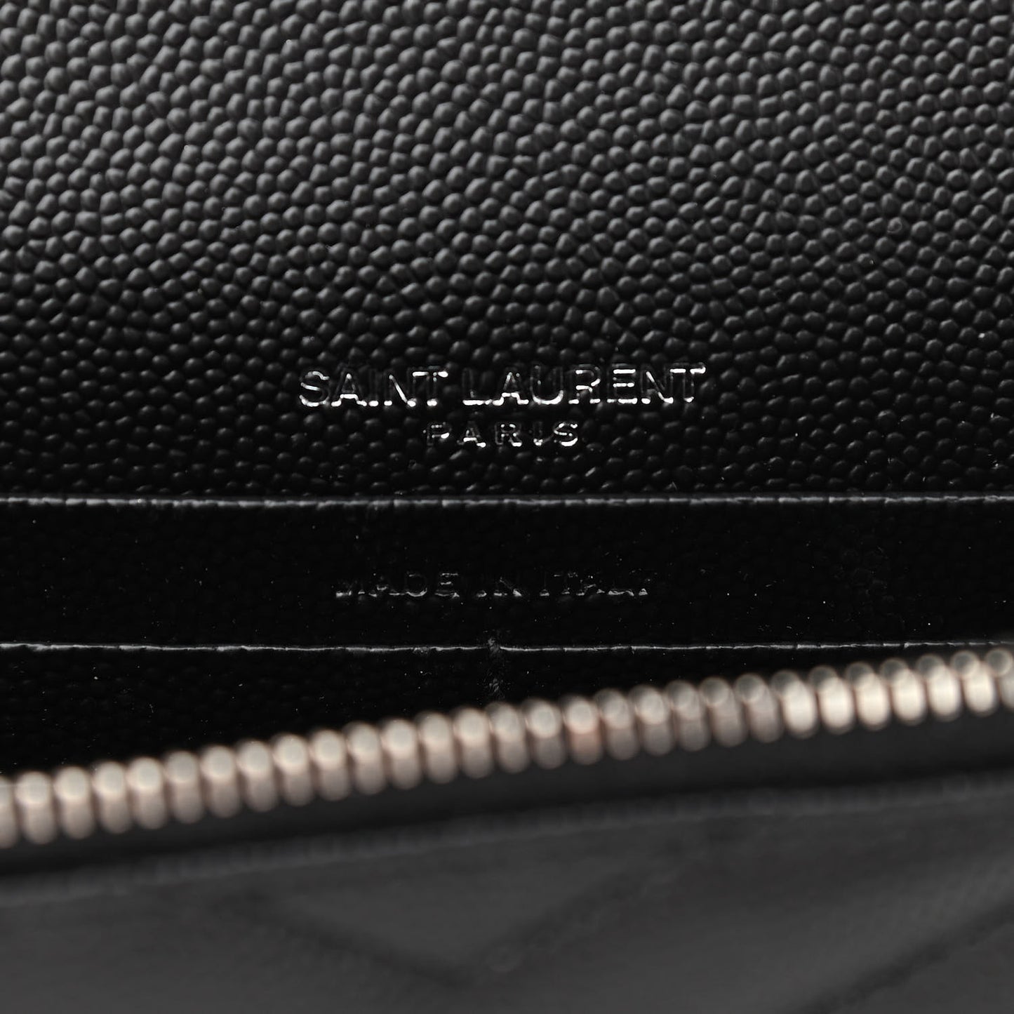 Grain De Poudre Matelasse Chevron Monogram Envelope Chain Wallet Black