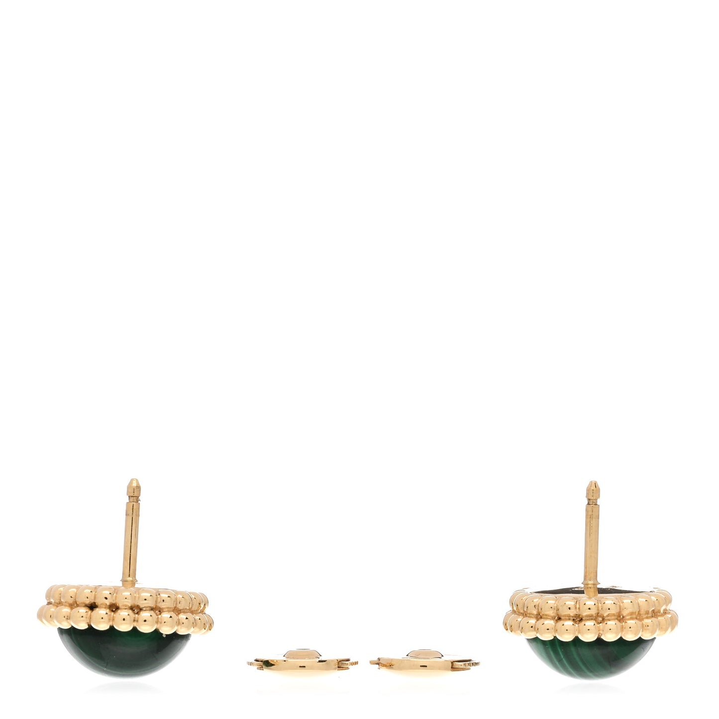 18K Yellow Gold Malachite Perlee Couleurs Earrings