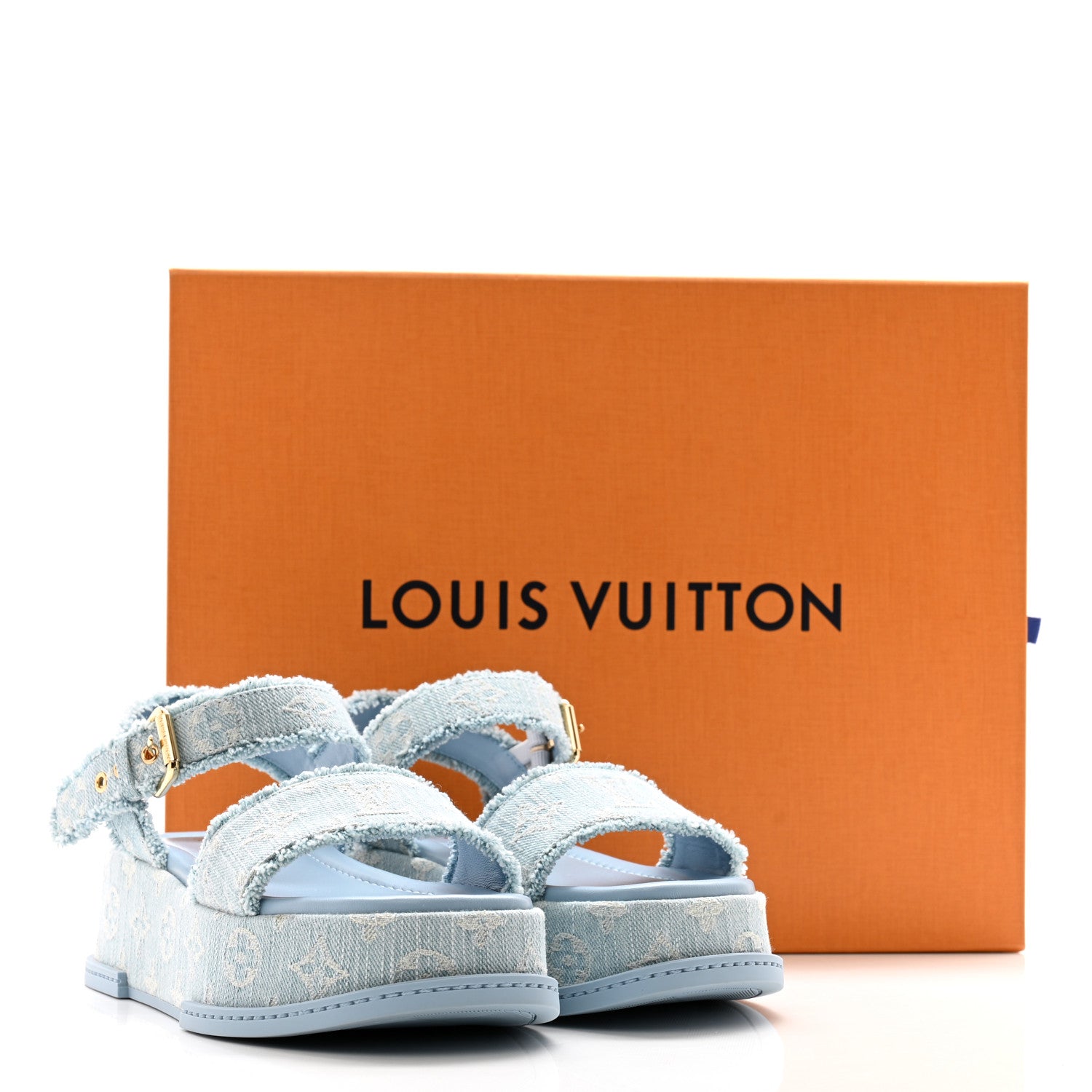 Louis Vuitton Denim Maya Flatform Sandals 38 Light Blue 9 of 9