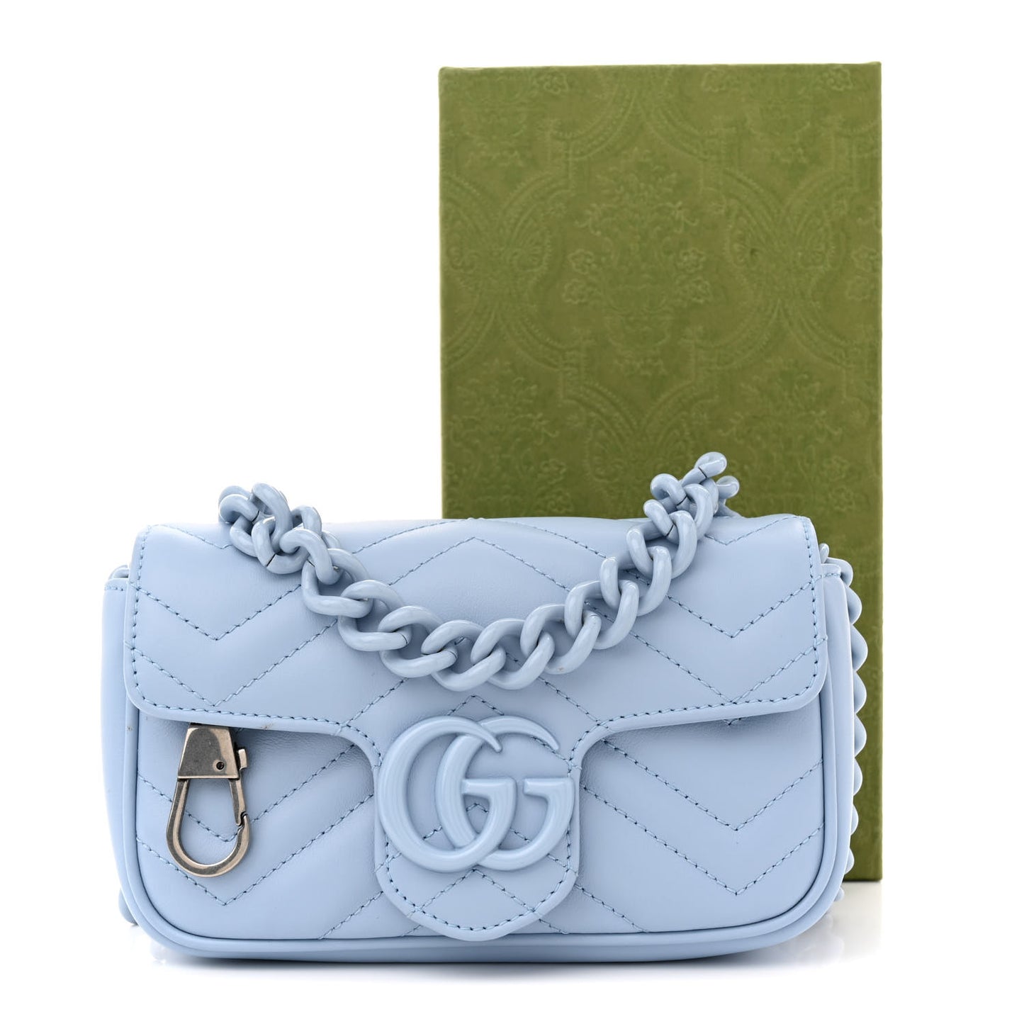Calfskin Matelasse Monochrome GG Marmont Chain Belt Bag Porcelain Light Blue