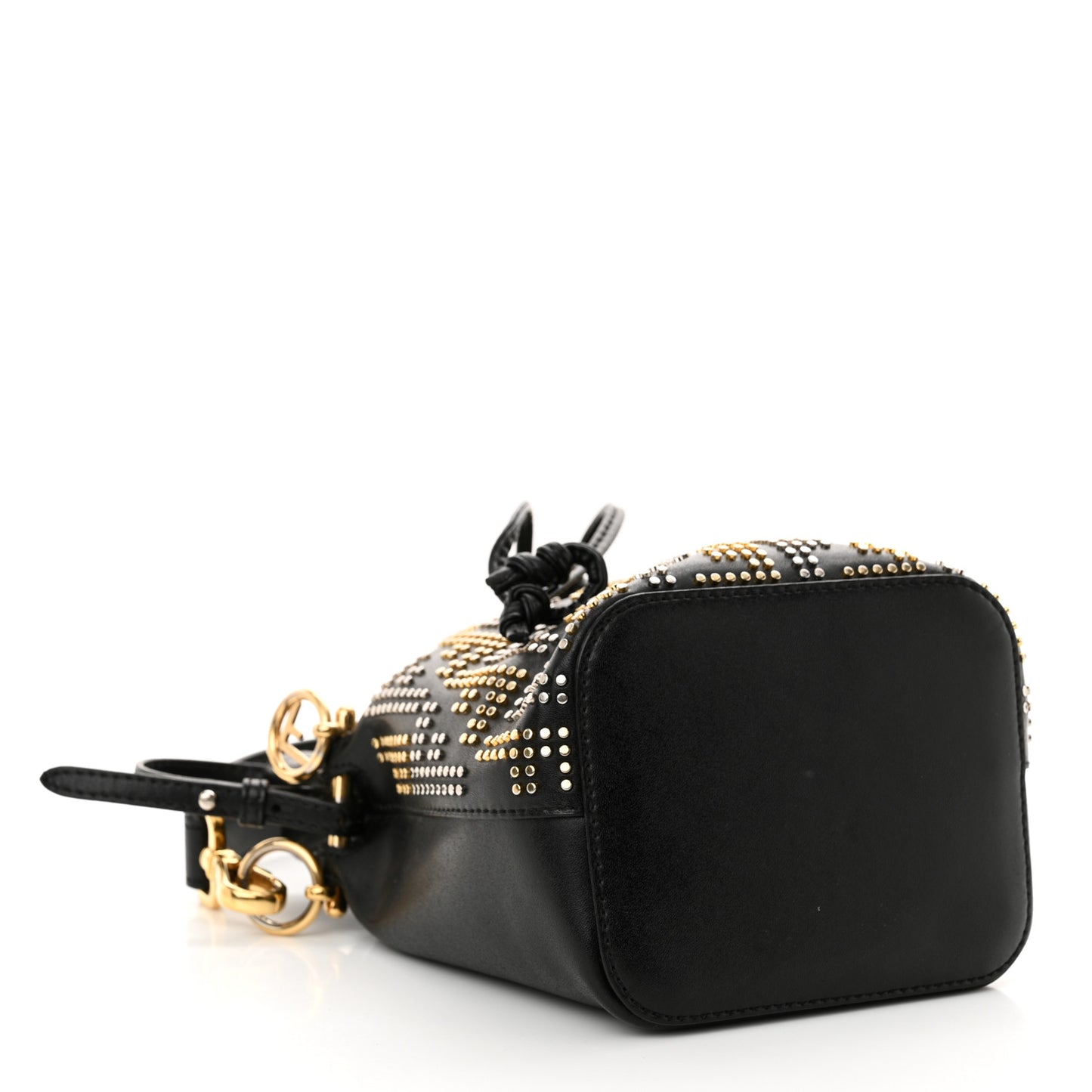 Vitello Liberty F is Fendi FF Studded Mini Mon Tresor Bucket Bag Black