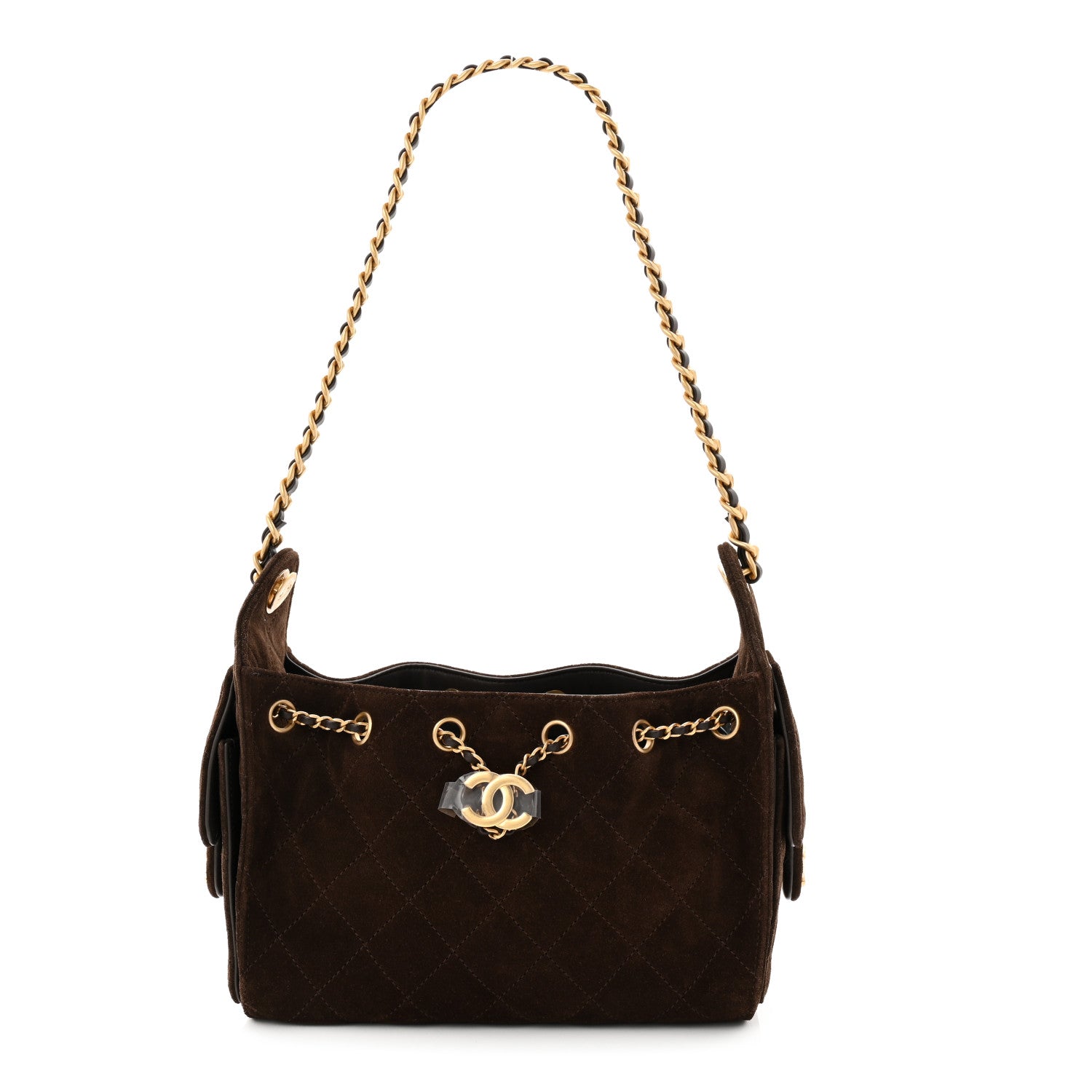 Chanel Suede Quilted Mini Chanel 25 Handbag Dark Brown 1801627