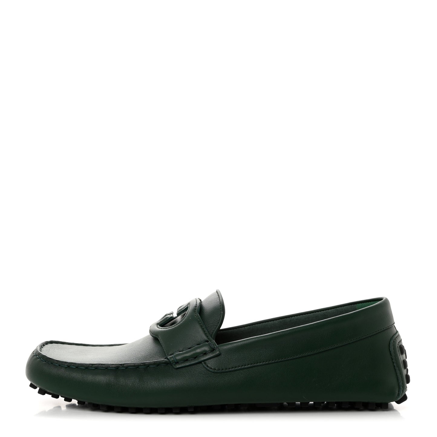 Soft Clove Calfskin Mens Interlocking G Driver Loafers 12 Vintage Green