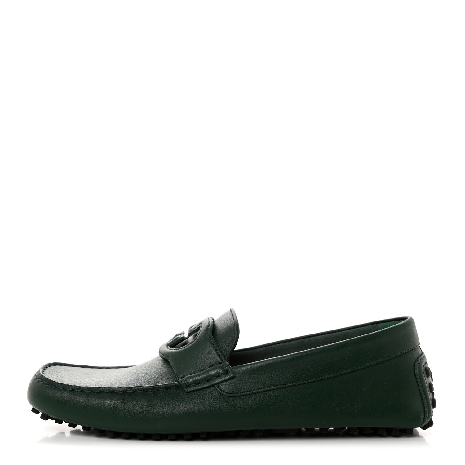 Gucci Soft Clove Calfskin Mens Interlocking G Driver Loafers 12 Vintage Green 1 of 10