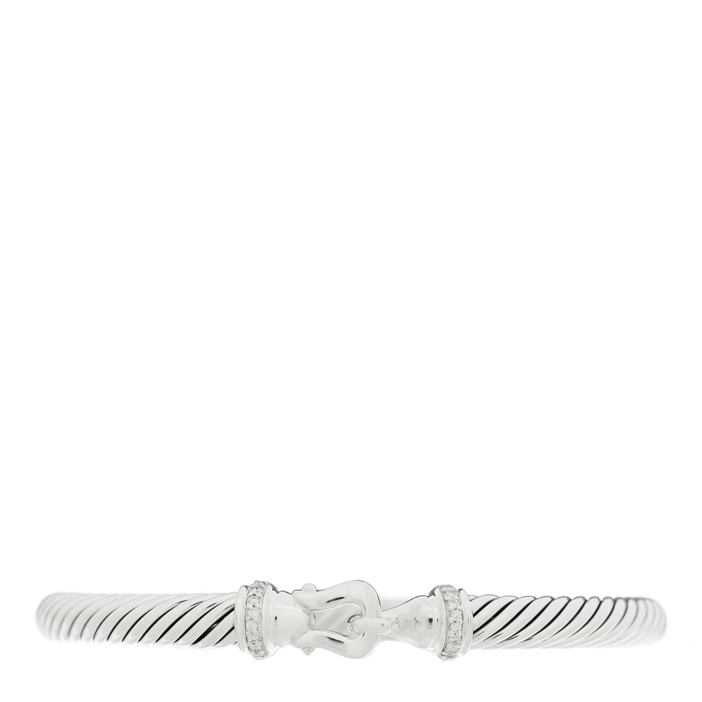 Sterling Silver Diamond 5mm Cable Buckle Bracelet