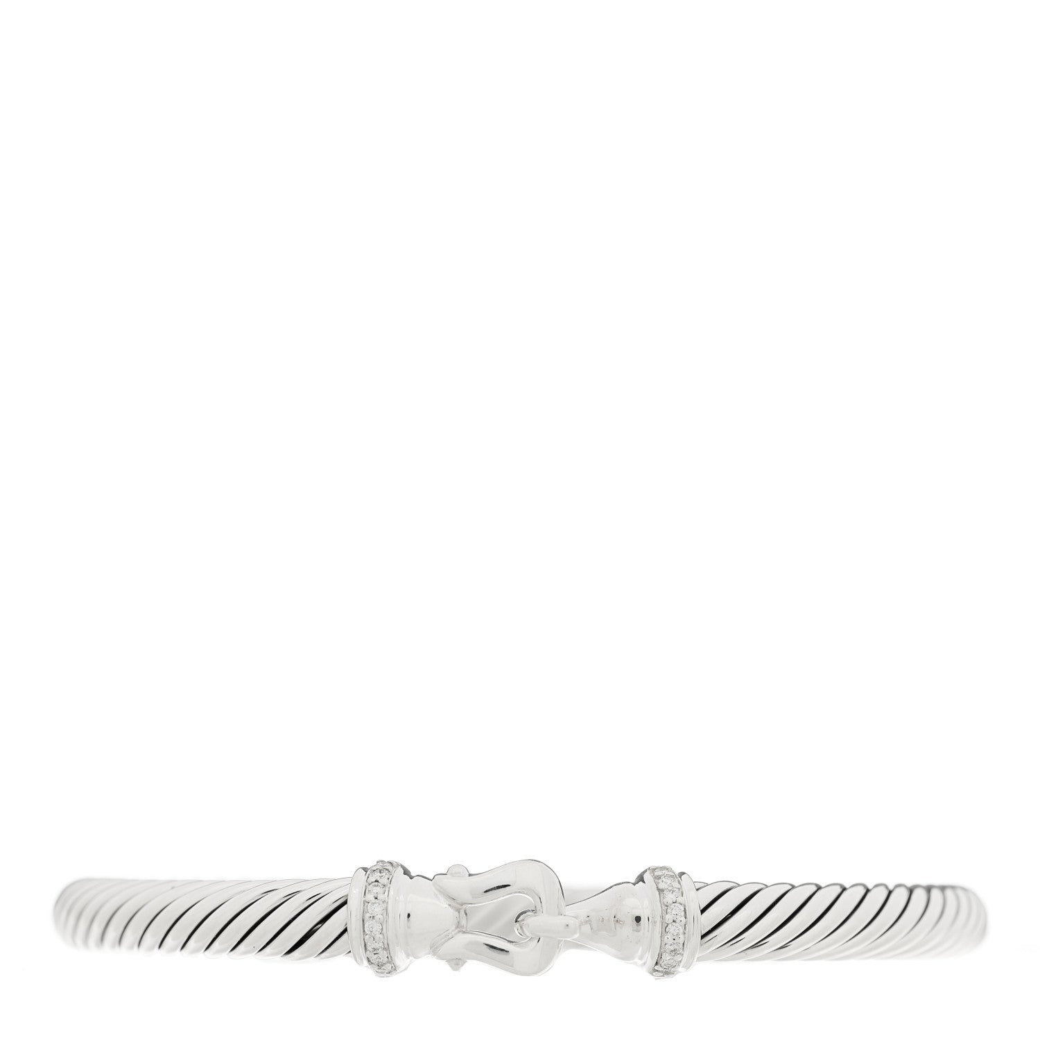 David Yurman Sterling Silver Diamond 5mm Cable Buckle Bracelet 1 of 4