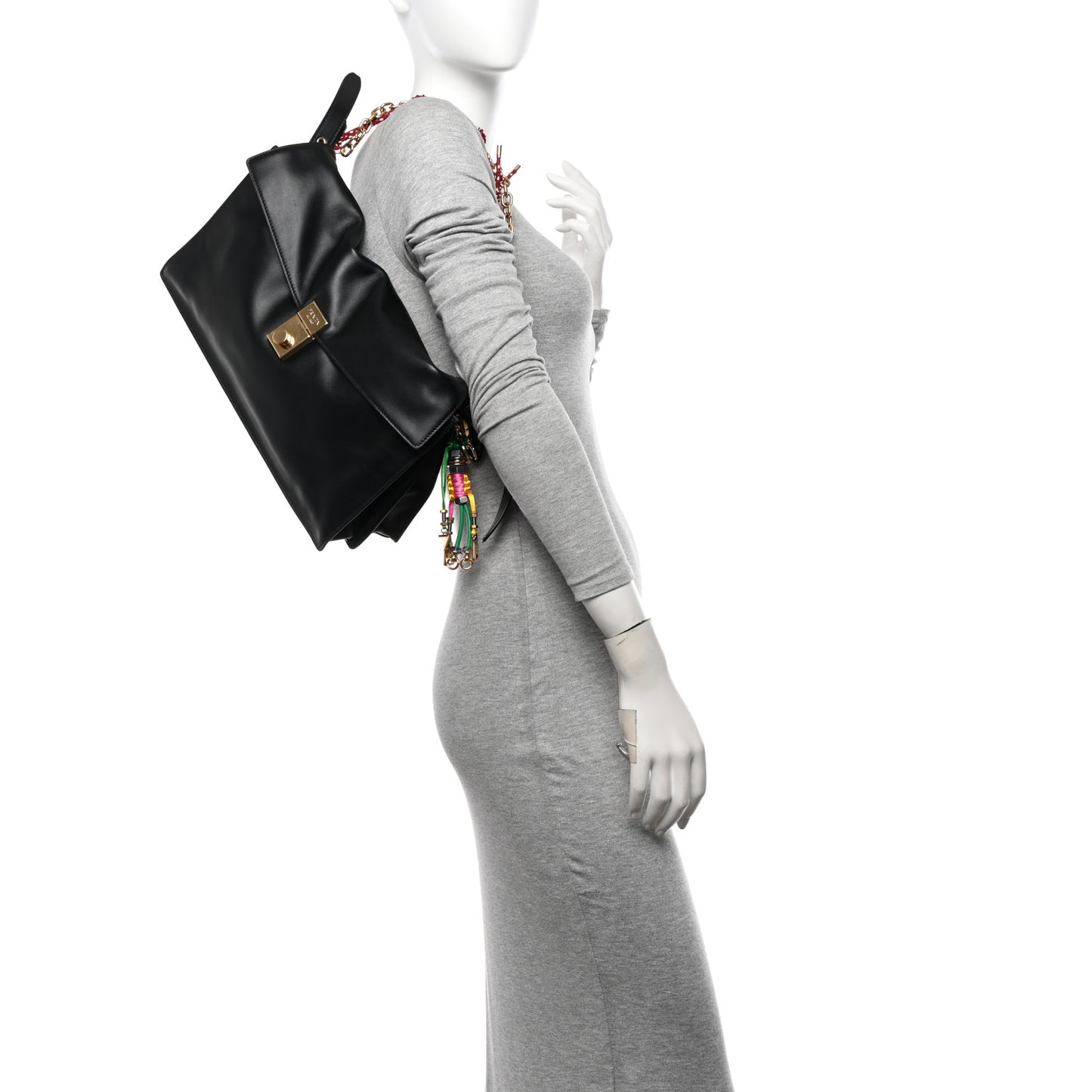 Calfskin Large Soft Sound Shoulder Bag Black