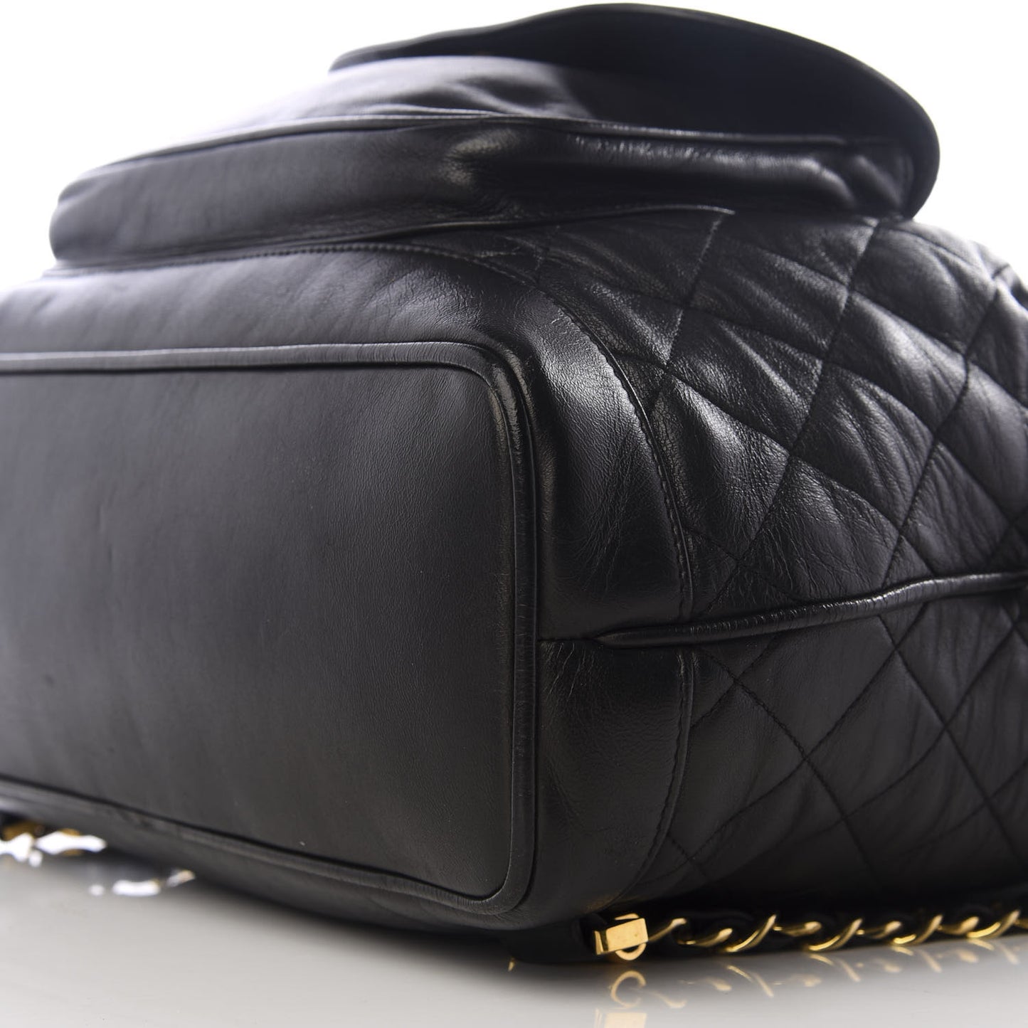 Lambskin Quilted Drawstring Backpack Black