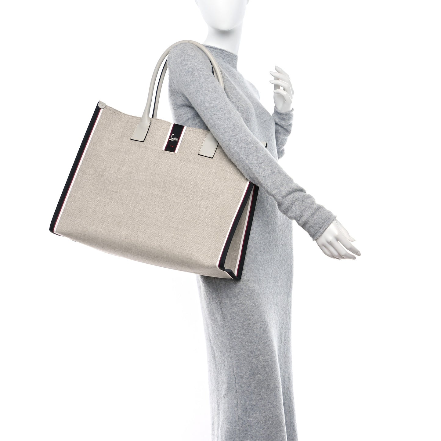 Linen Calfskin Extra Large Nastroloubi F.A.V.L. Tote Alabatre