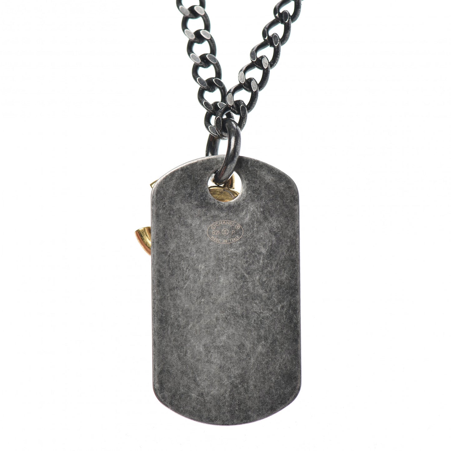 Ruthenium ID Dog Tag Charm Necklace Silver Gold