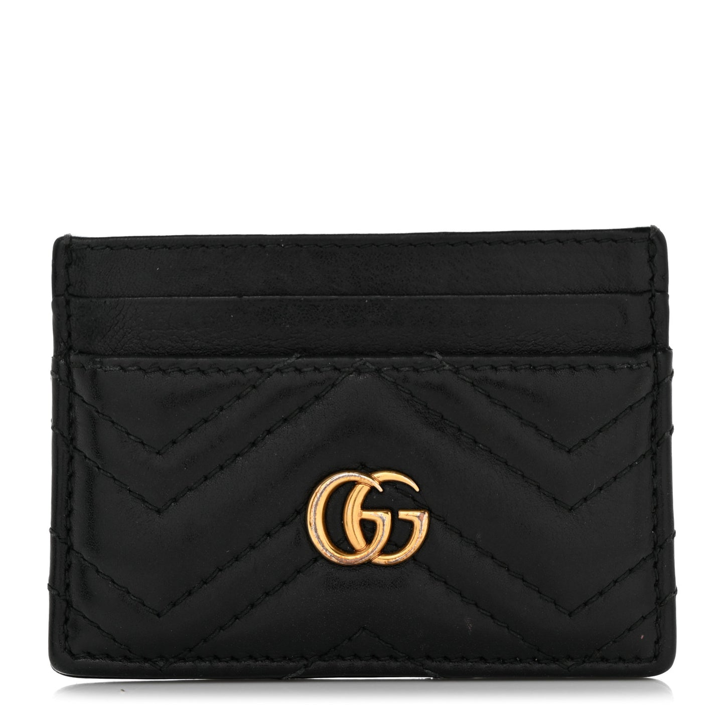 Calfskin Matelasse GG Marmont Card Holder Black