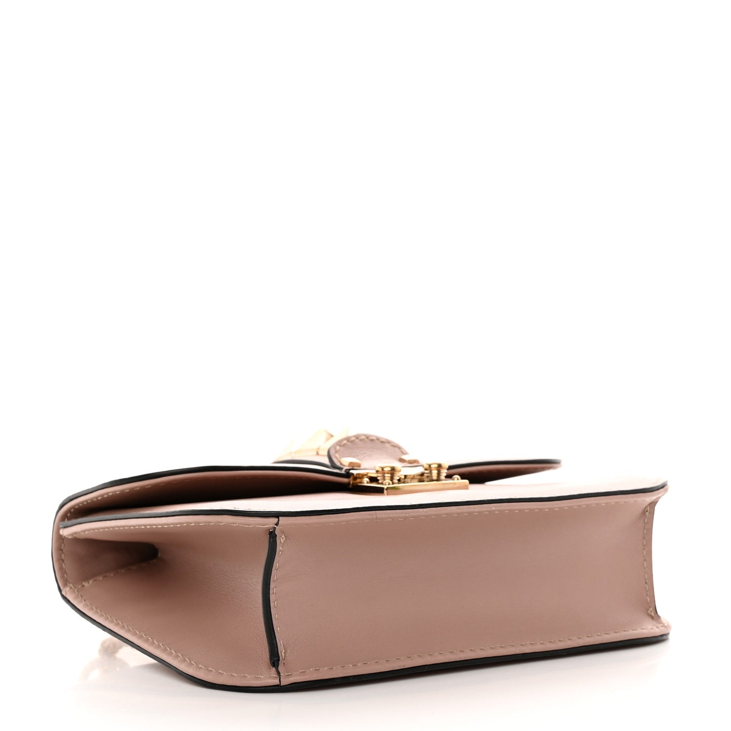 Vitello Small Glam Lock Rockstud Flap Poudre