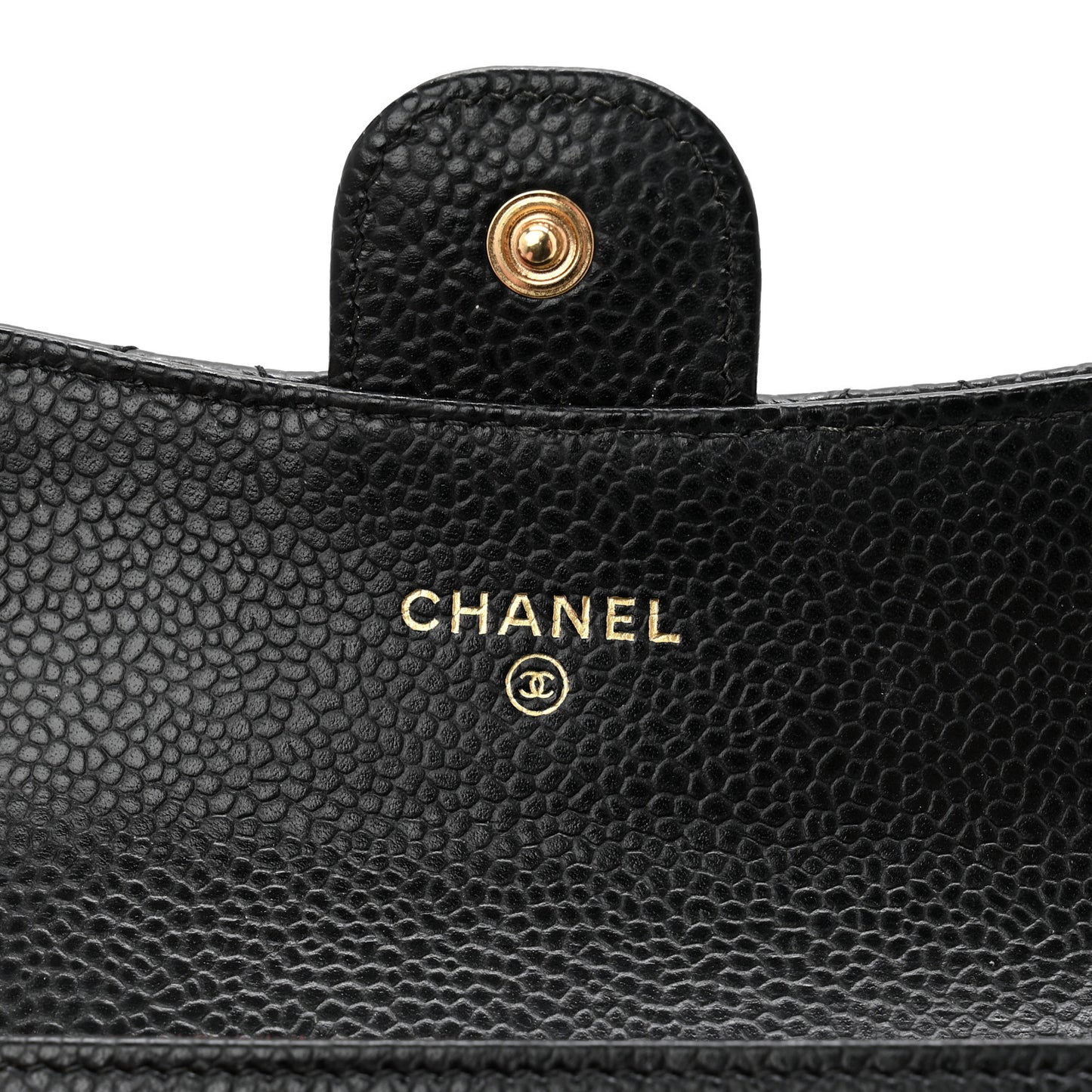 Caviar Quilted Flap Card Holder Wallet Black