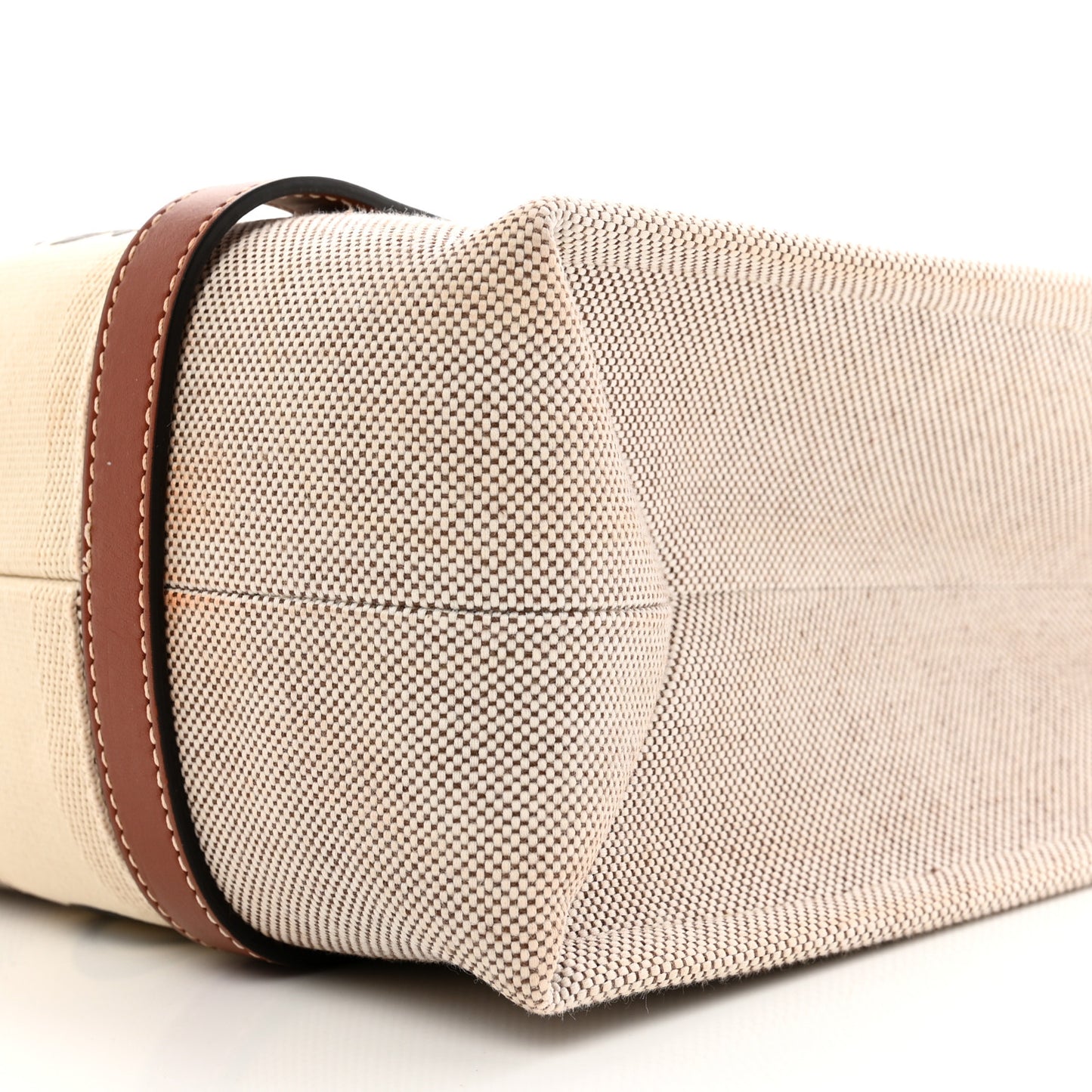 Cotton Calfskin Medium Woody Ribbon Tote White Brown