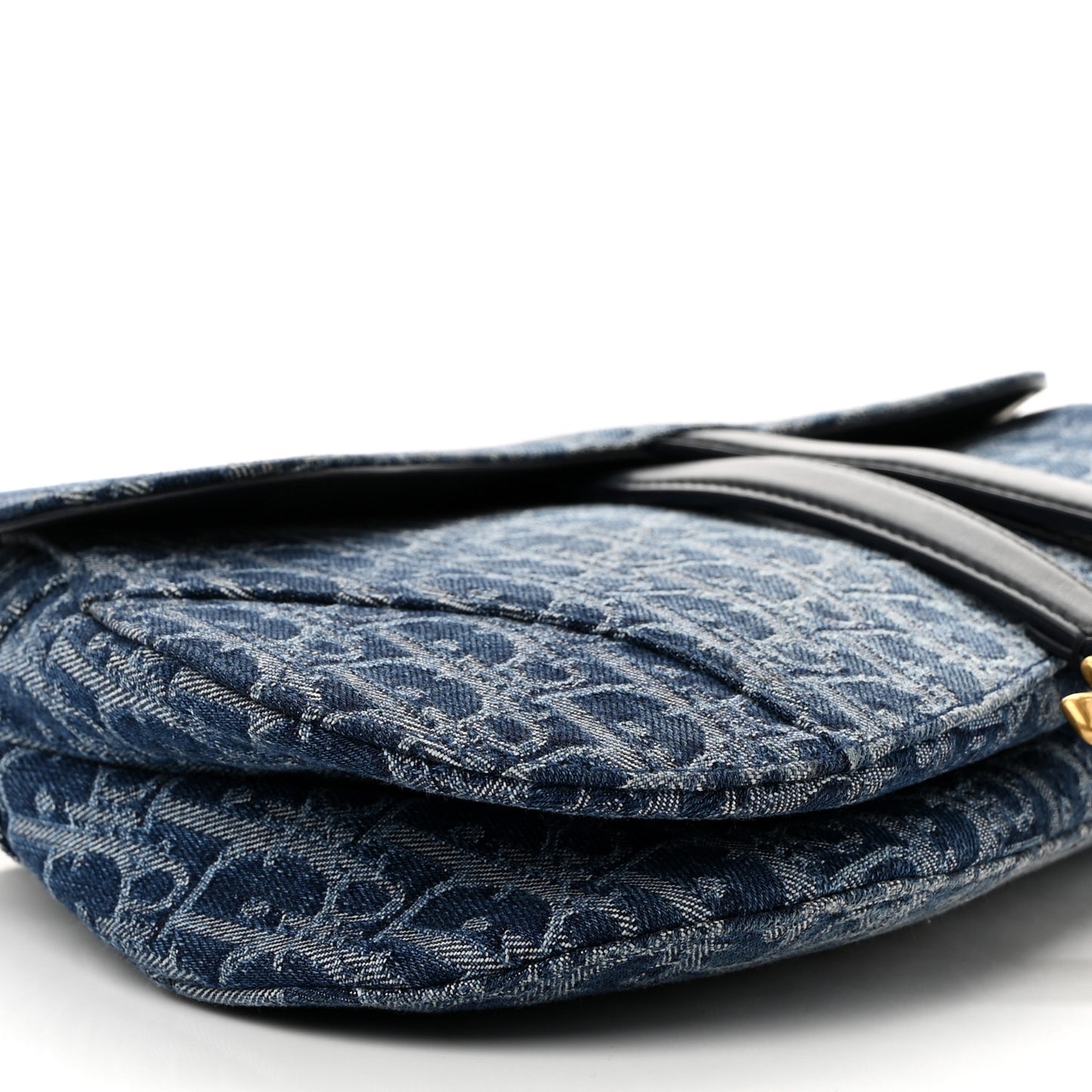 Denim Oblique Jacquard Saddle Bag With Strap Blue