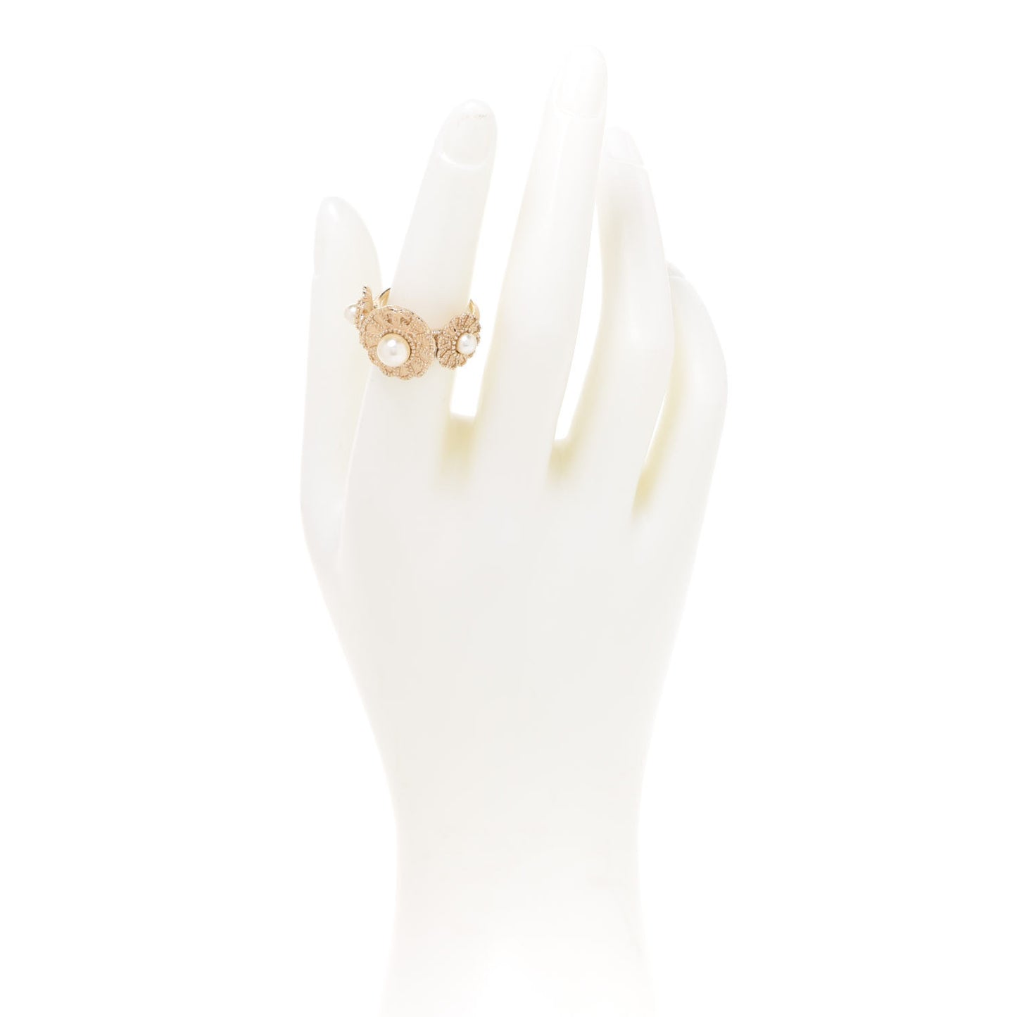 Pearl Camellia CC Ring 6.5 Light Gold