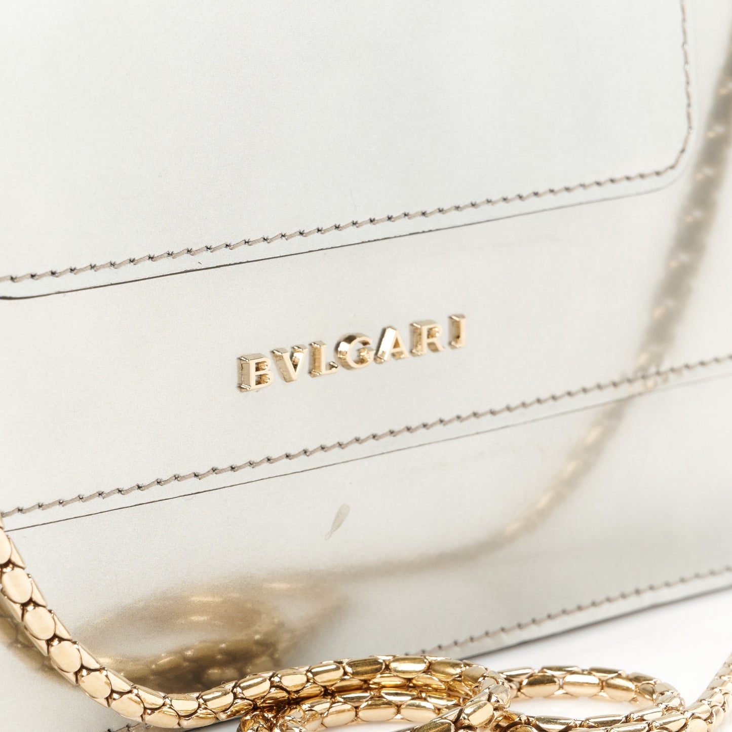 Metallic Calfskin Serpenti Forever Crossbody Bag Silver