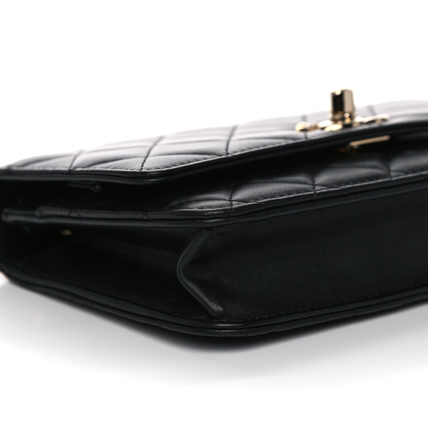 Lambskin Quilted Trendy CC Wallet On Chain WOC Black