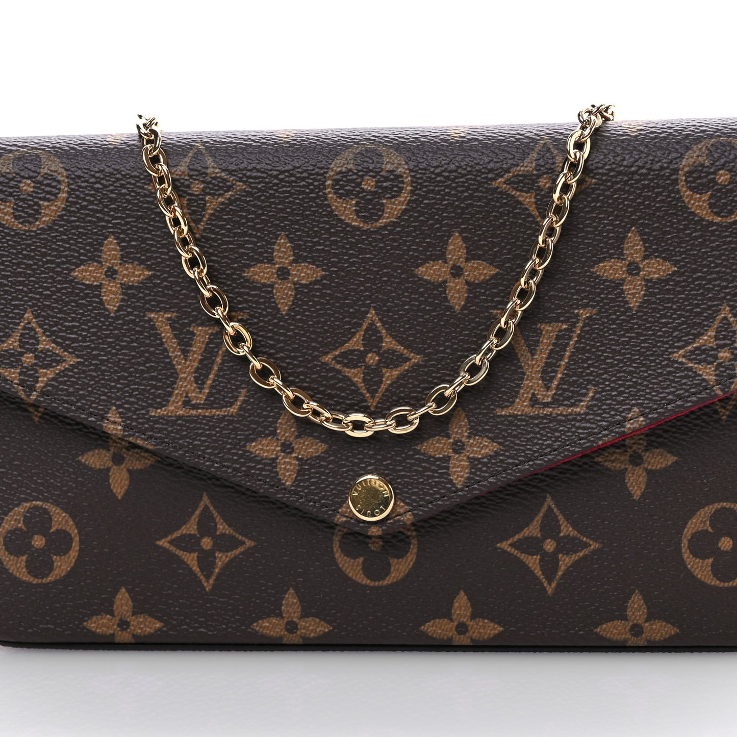 Monogram Pochette Felicie Chain Wallet Fuchsia