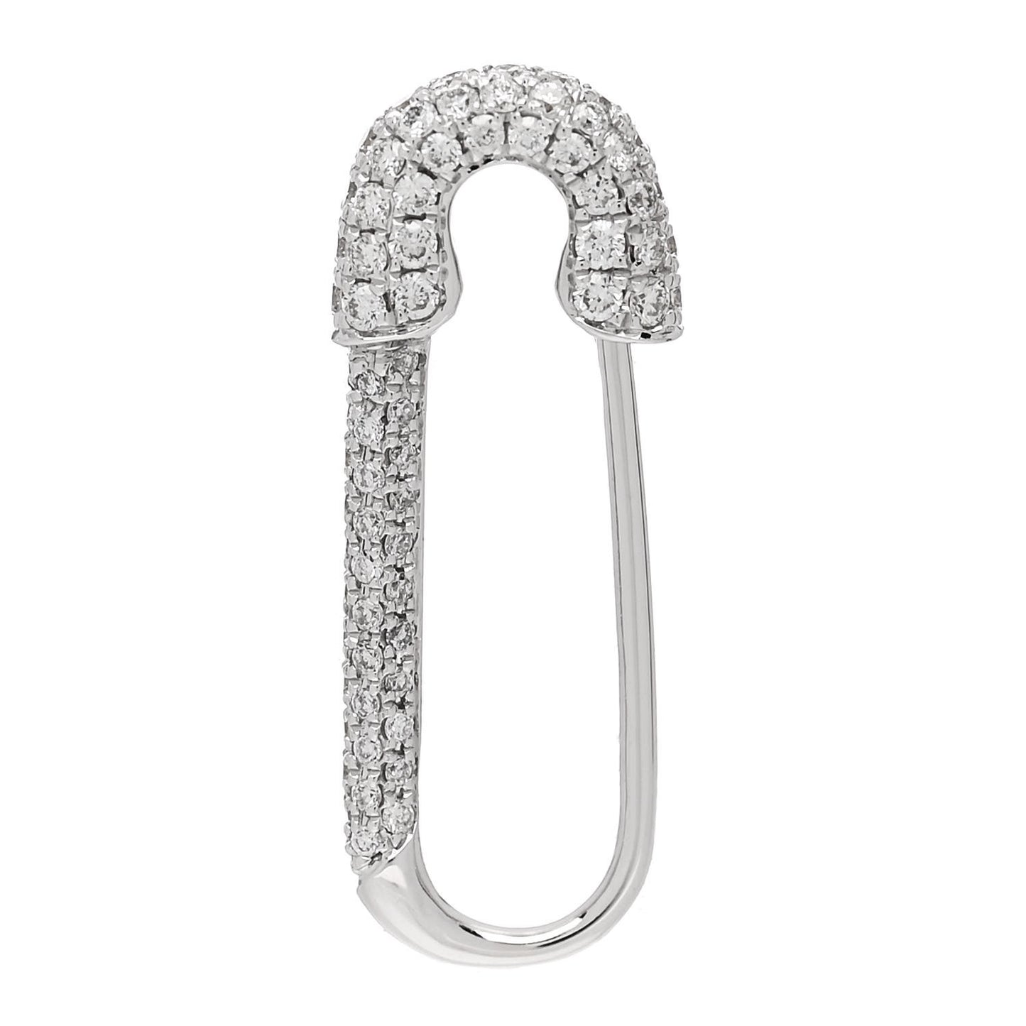 18K White Gold Diamond Mini Safety Pin Earring