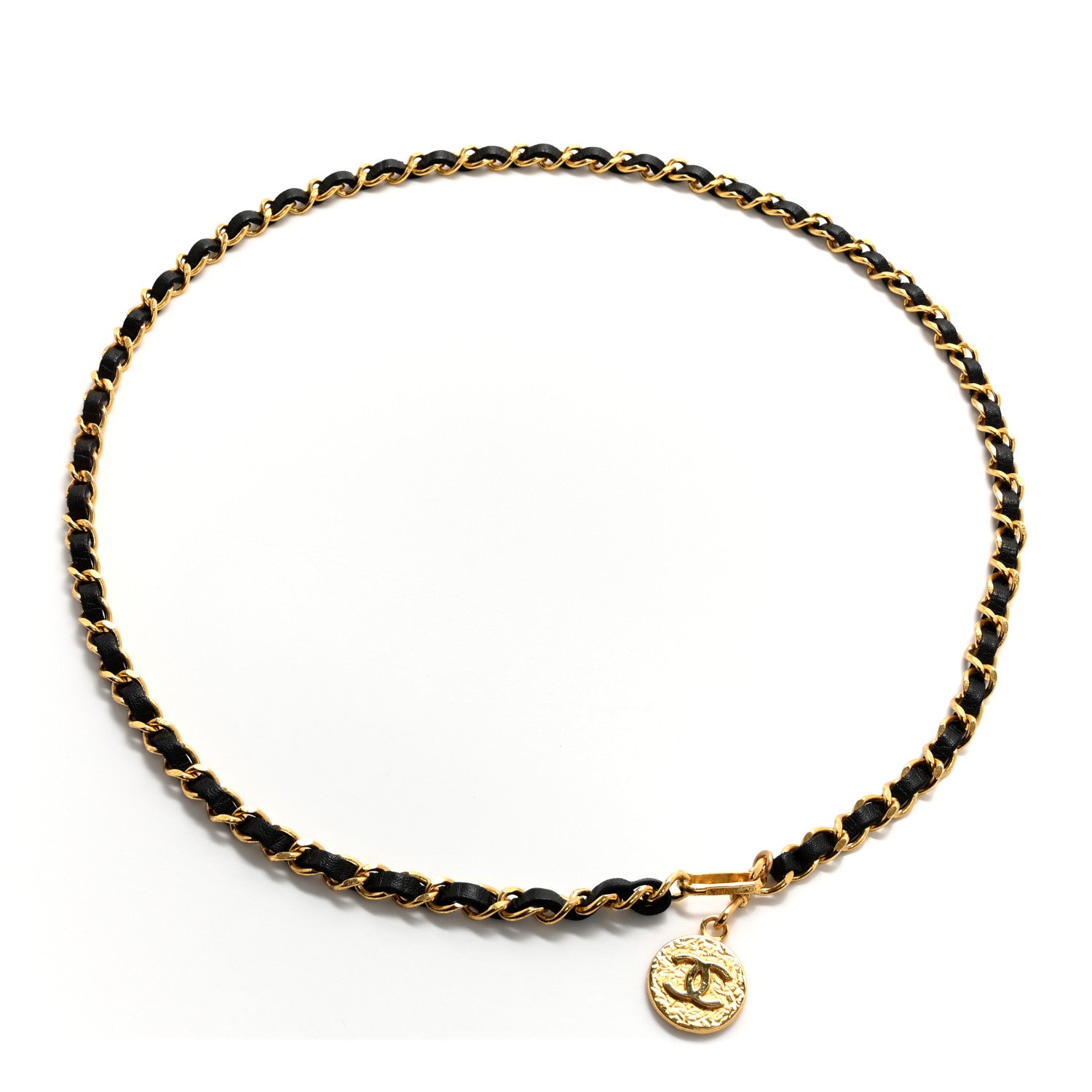 Chanel Lambskin Chain 31 Rue Cambon Medallion Belt Gold Black