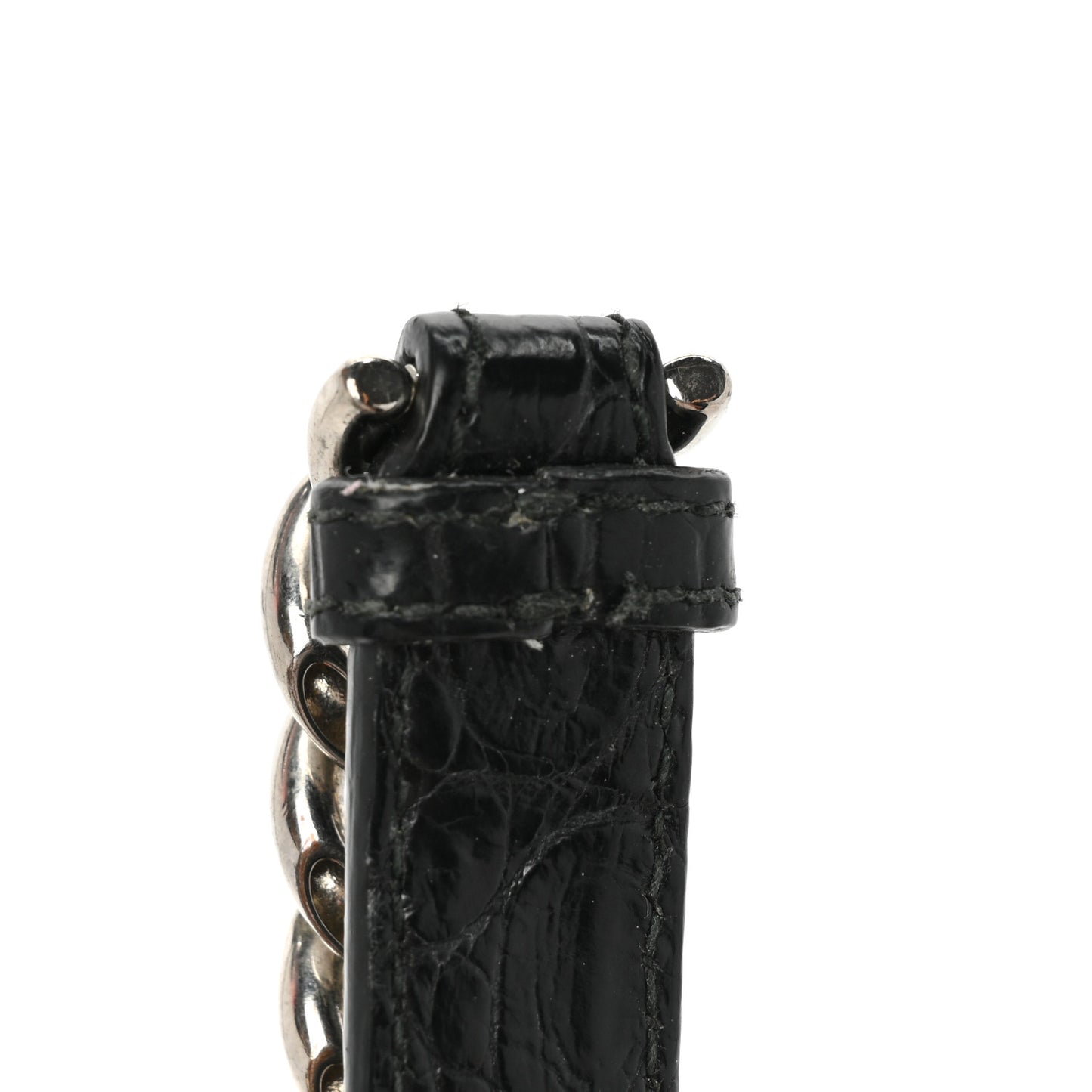 Calfskin Crocodile Embossed Small Diorama Flap Bag Black