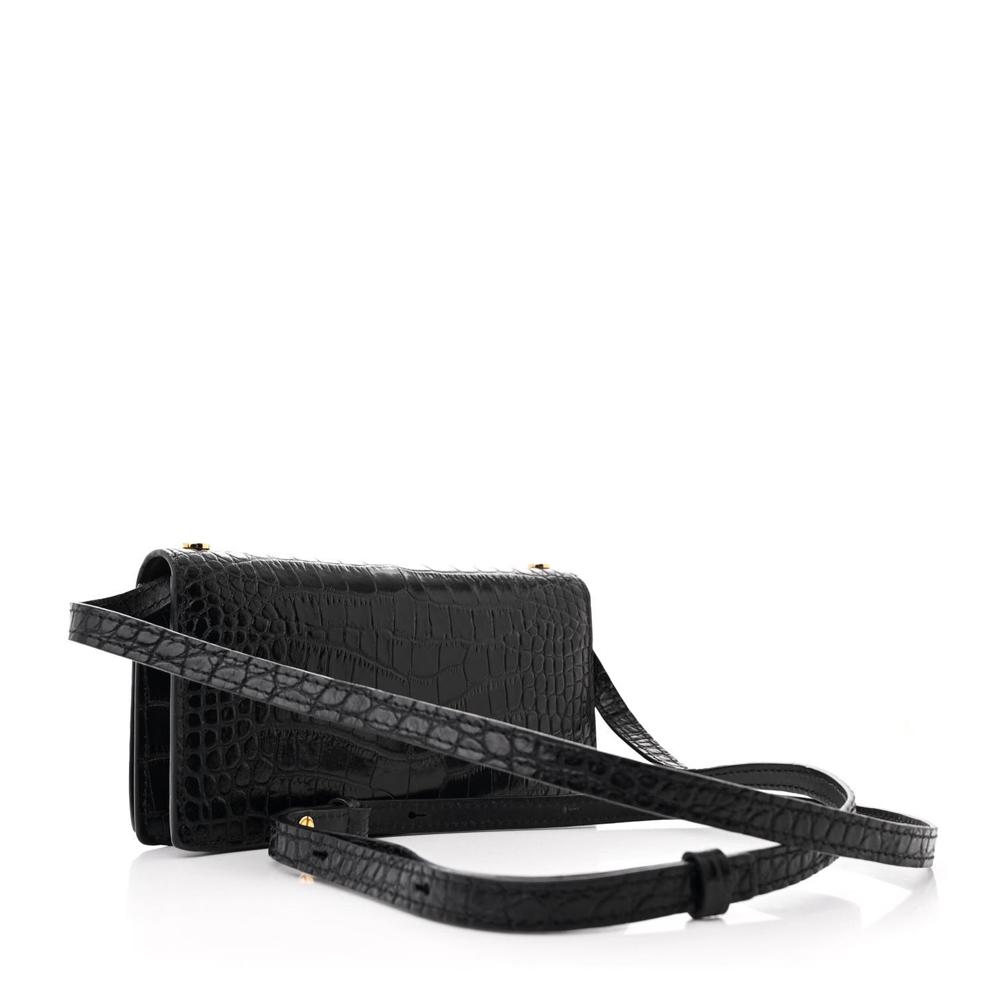 Crocodile Embossed Calfskin TF Mini Bag Black