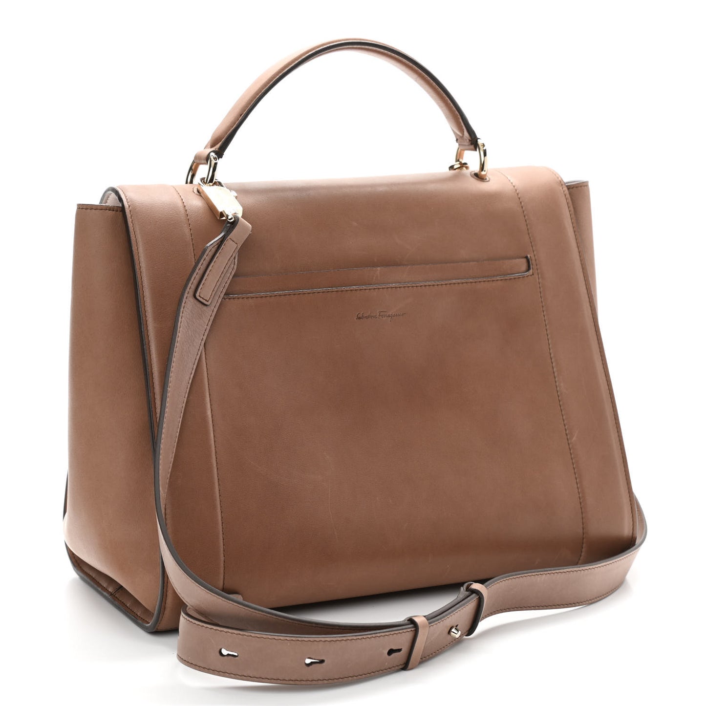 Calfskin Sofia Rainbow Top Handle Bag Moka