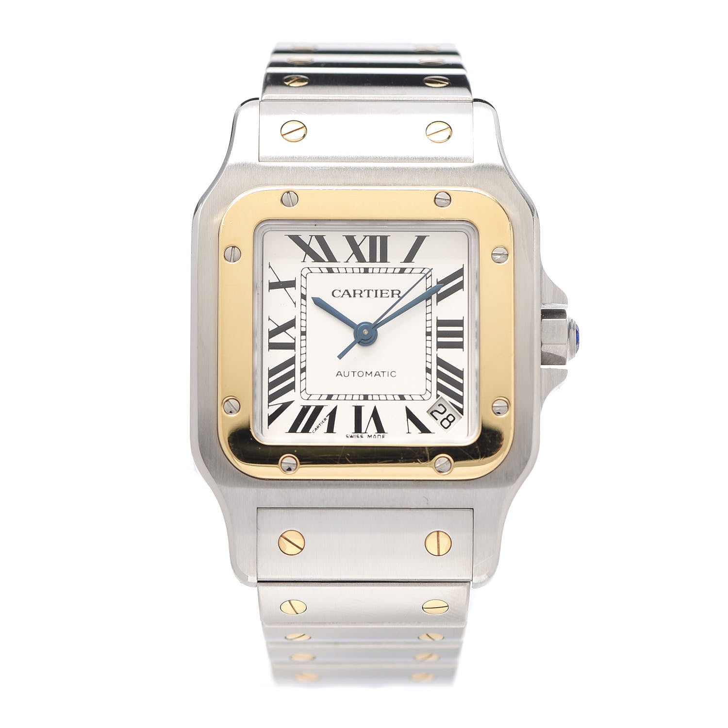 Cartier Stainless Steel 18K Yellow Gold 32mm Santos De Cartier Galbee Automatic Watch 1 of 6