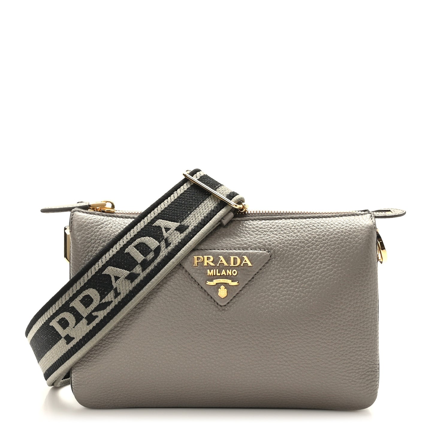 Vitello Daino Soft Mini Zippered Shoulder Bag Argilla