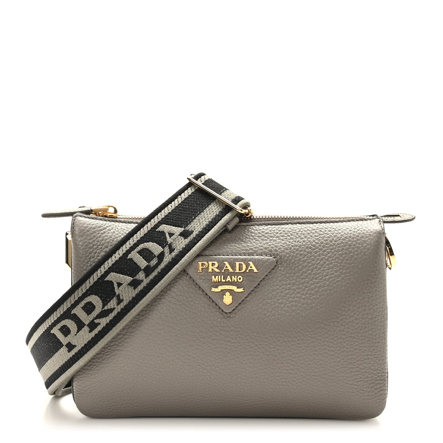Prada Vitello Daino Soft Mini Zippered Shoulder Bag Argilla 1 of 9