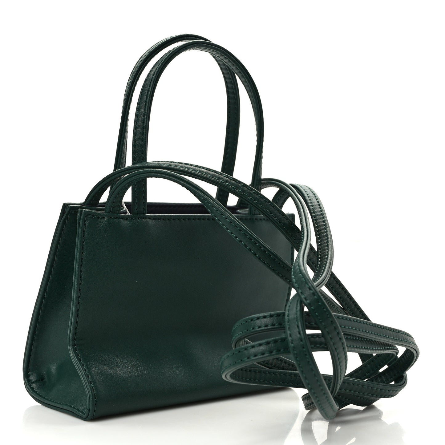 Vegan Leather Small Shopping Bag Dark Olive