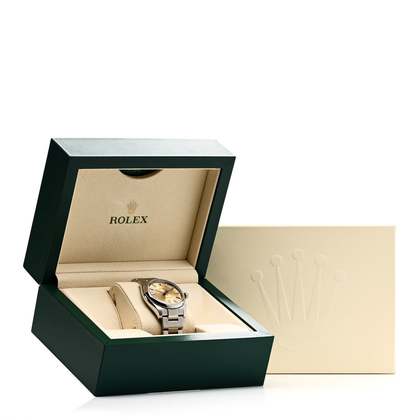 Stainless Steel 34mm Oyster Perpetual Watch Champagne 114200