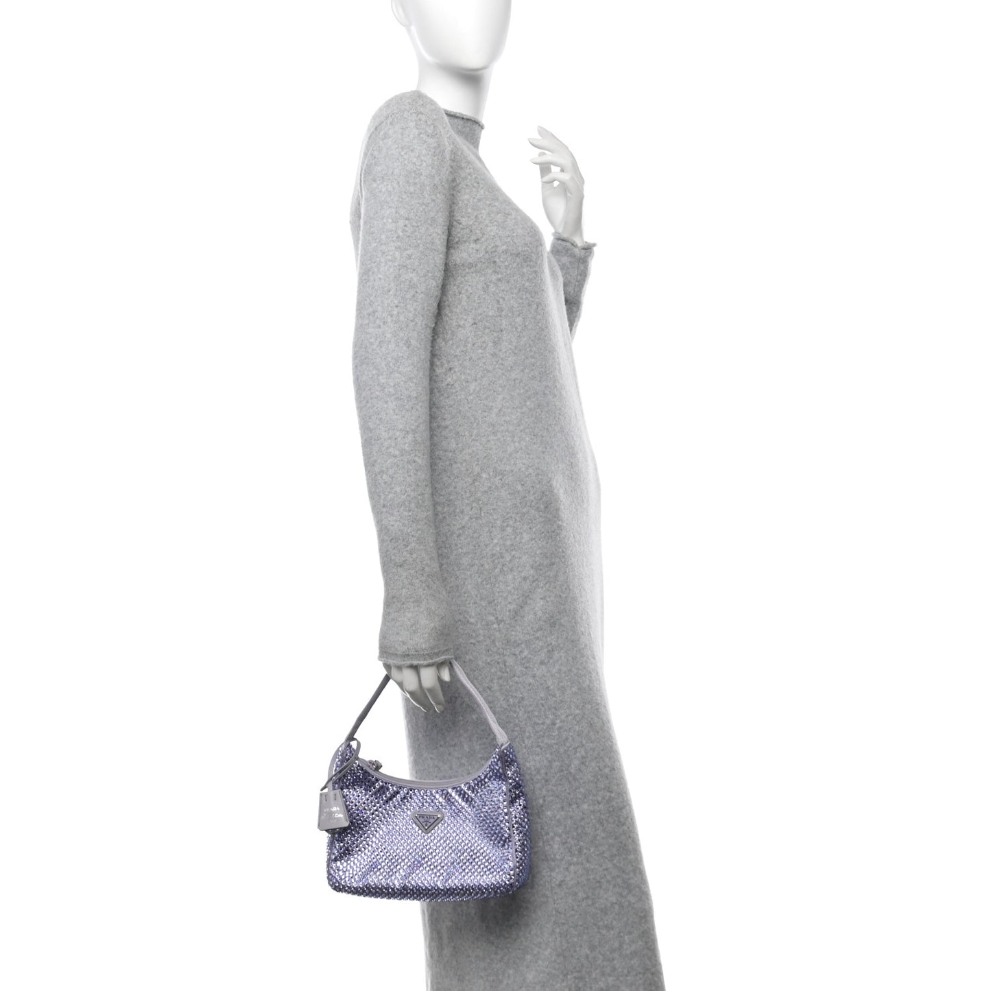 Satin Crystal Mini Re-Edition 2000 Bag Glicine