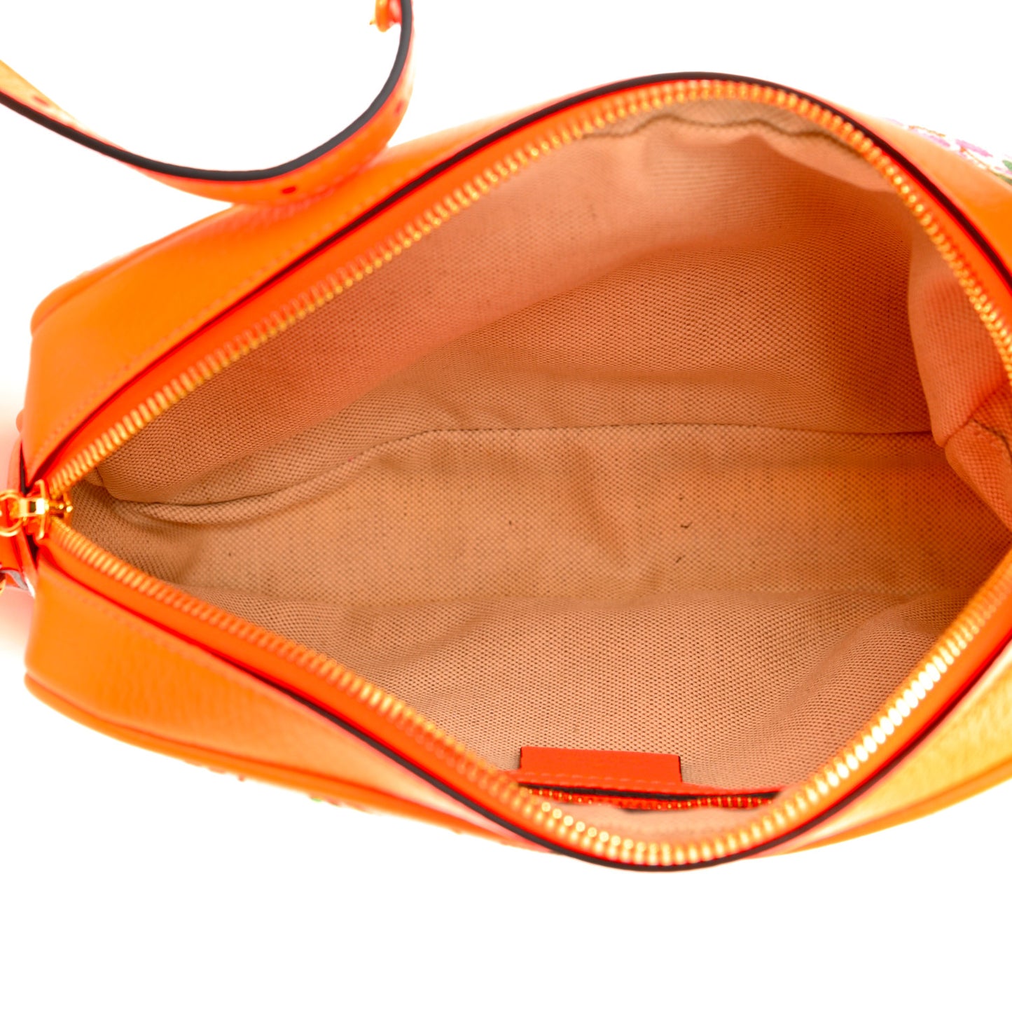 Canvas Flora Floral Shoulder Bag White Orange Fluo