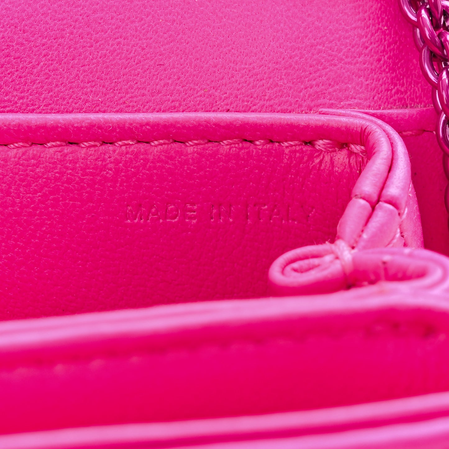 Nappa Tonal Monochrome Micro One Stud Chain Bag Pink PP