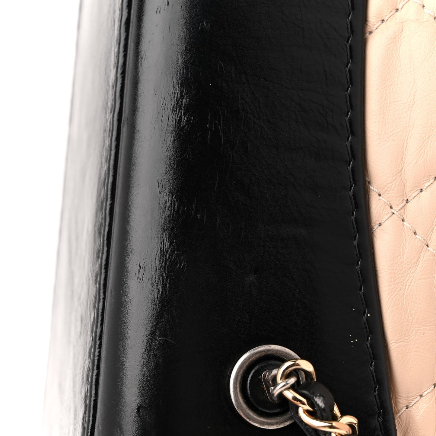 Aged Calfskin Quilted Small Gabrielle Backpack Beige Black