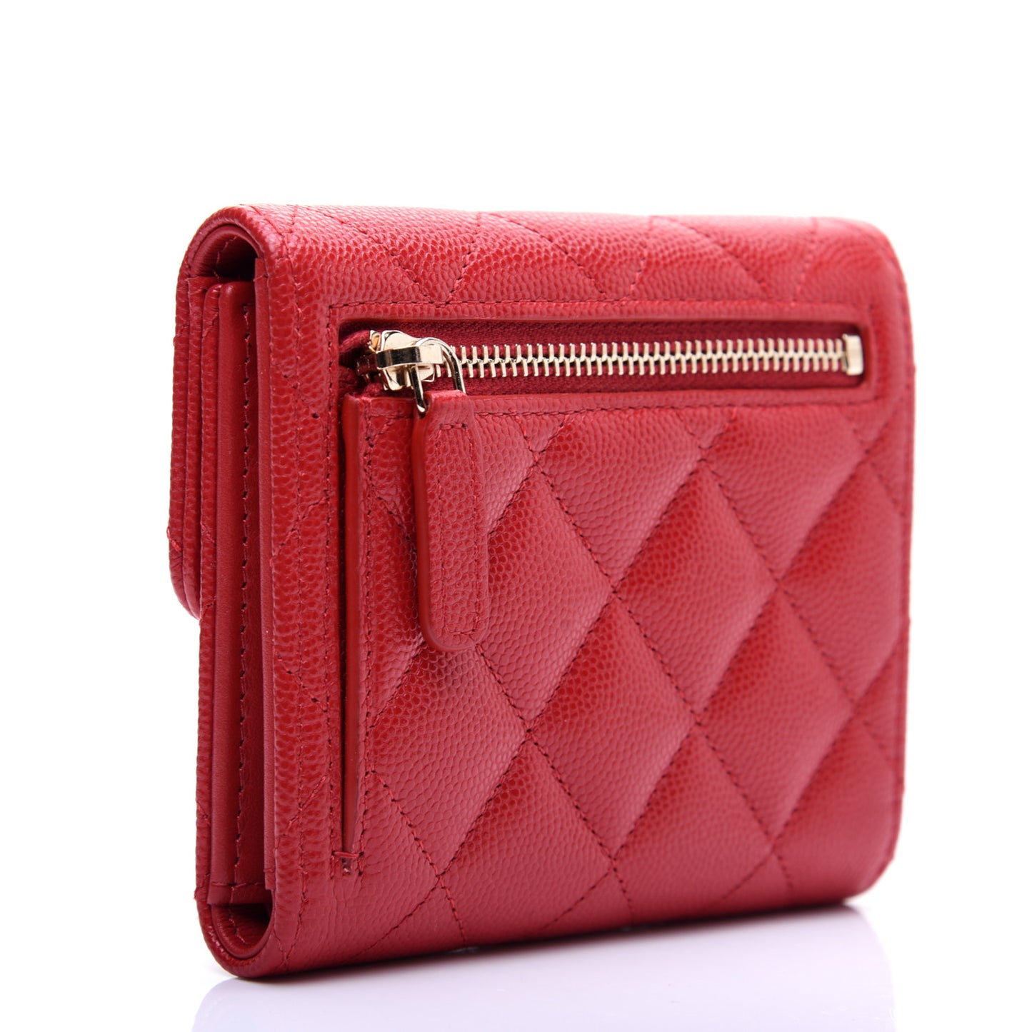 Caviar Quilted Small Flap Wallet Red
