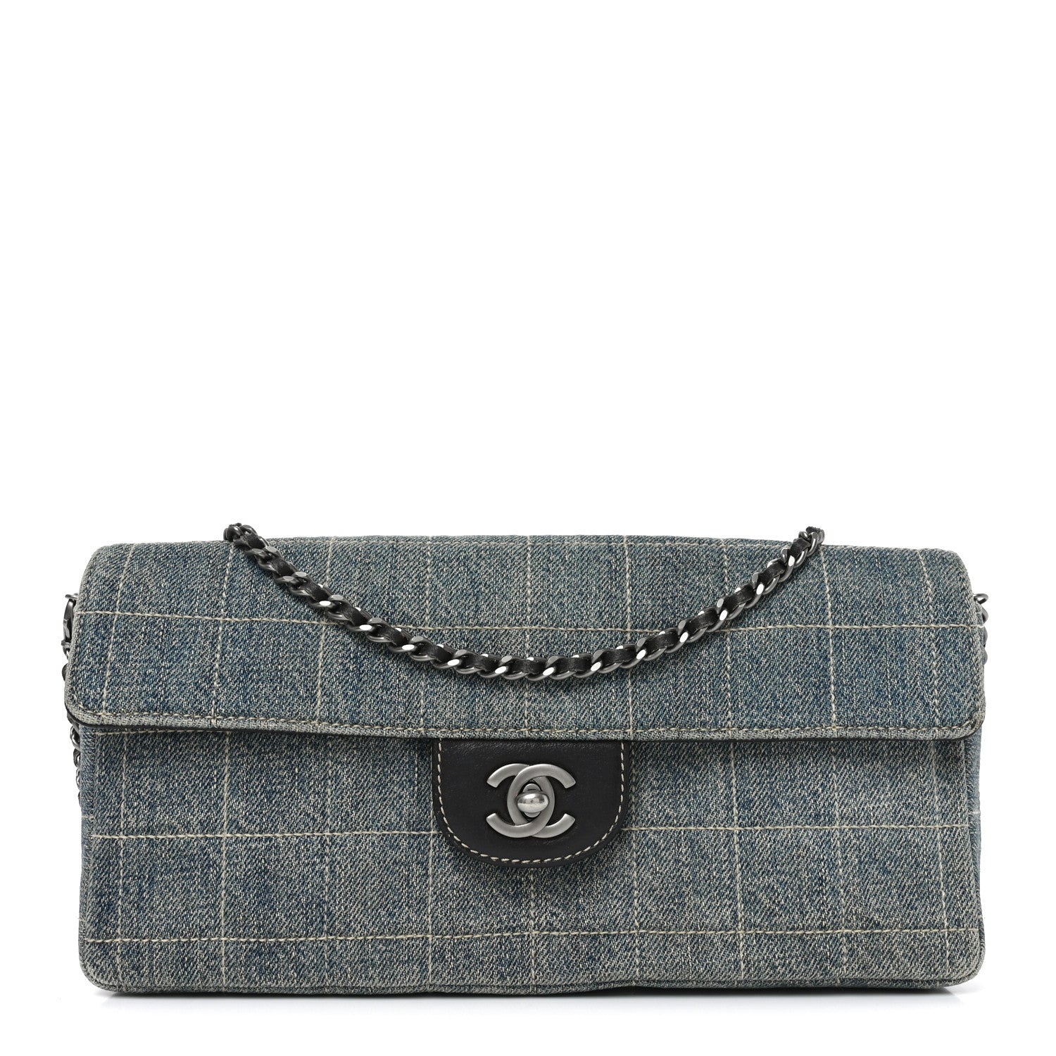 Chanel Denim Chocolate Bar Quilted East West Flap 1893403