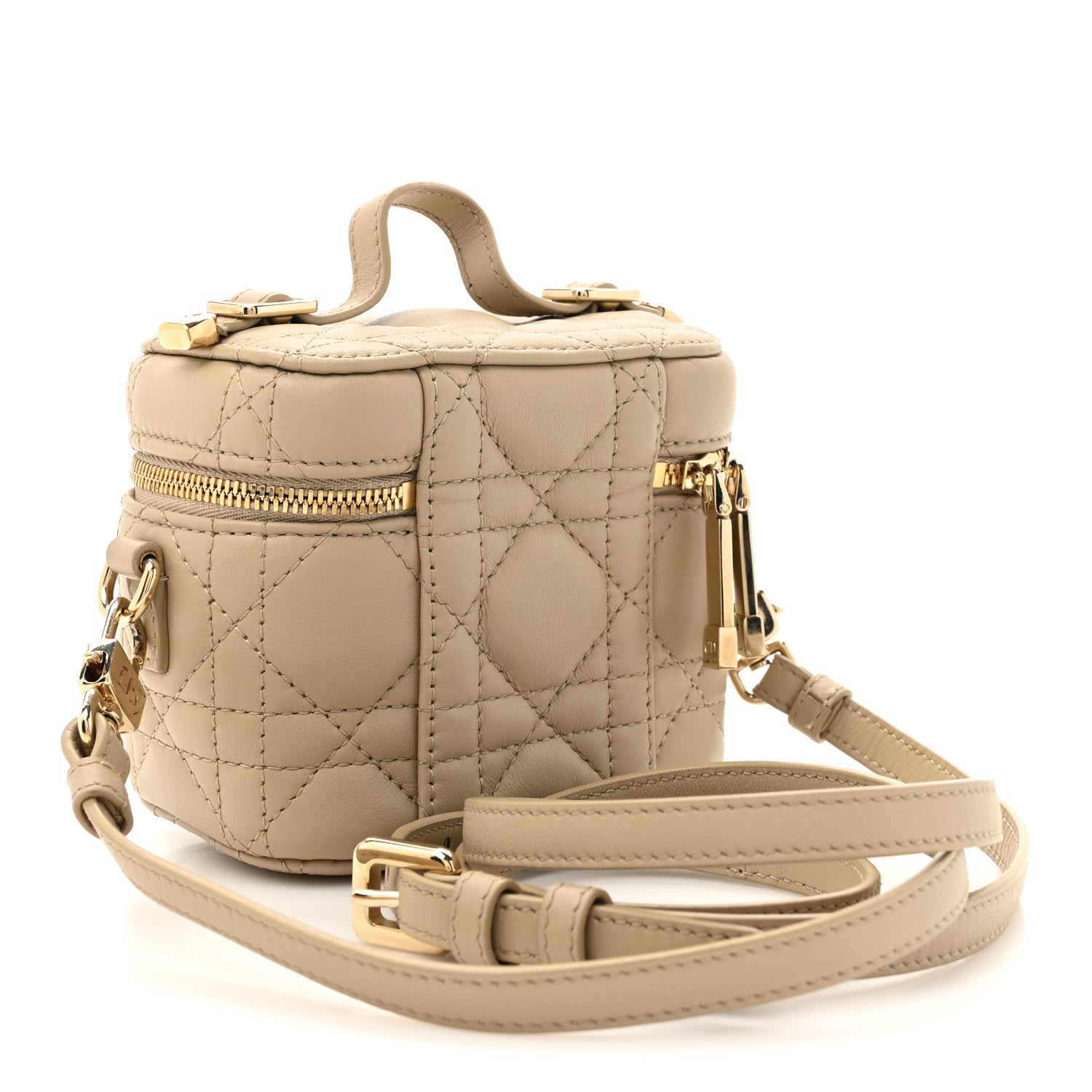 Christian Dior Lambskin Cannage Micro Lady Dior Vanity Case Beige 3 of 11