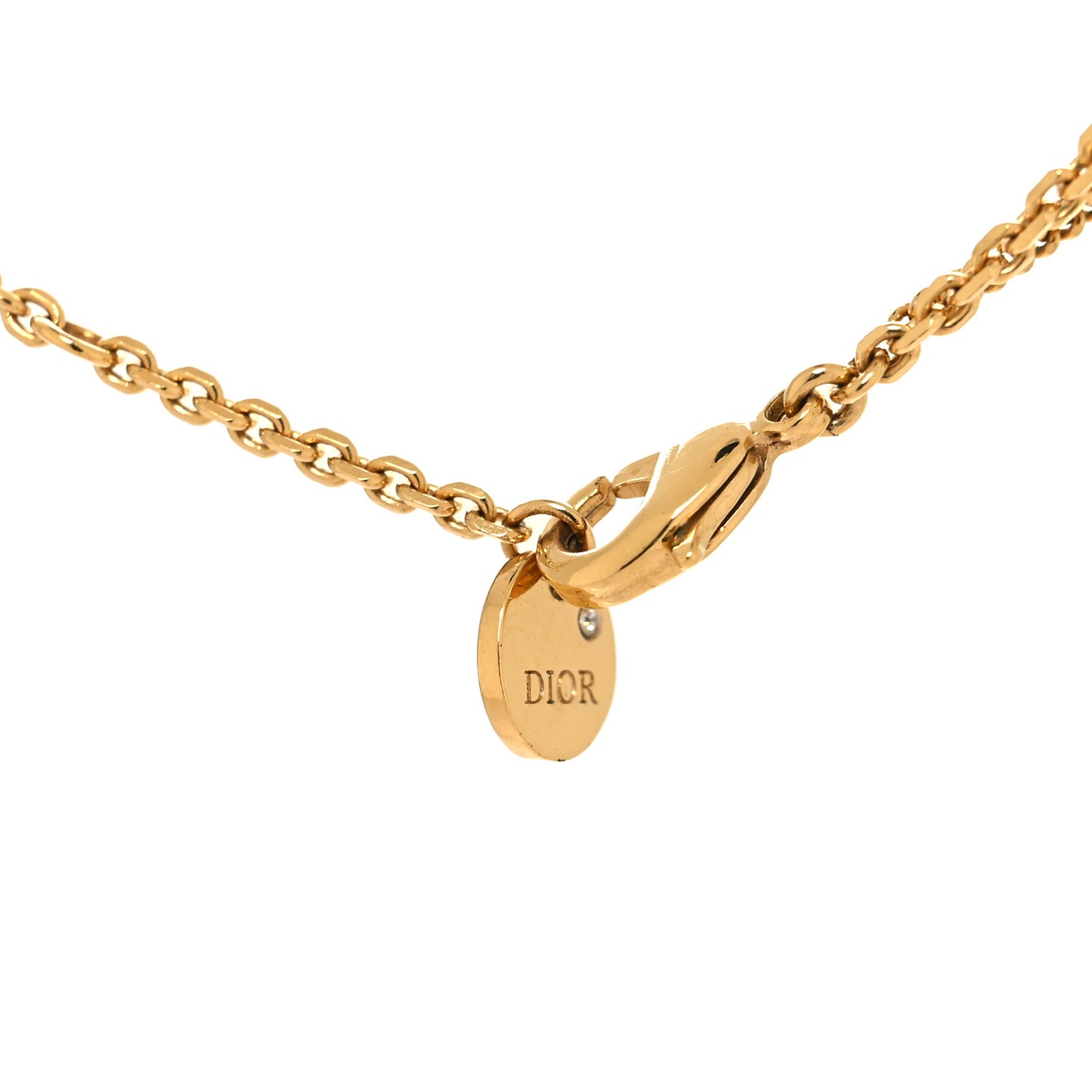 Metal Crystal Petit CD Double Necklace Gold
