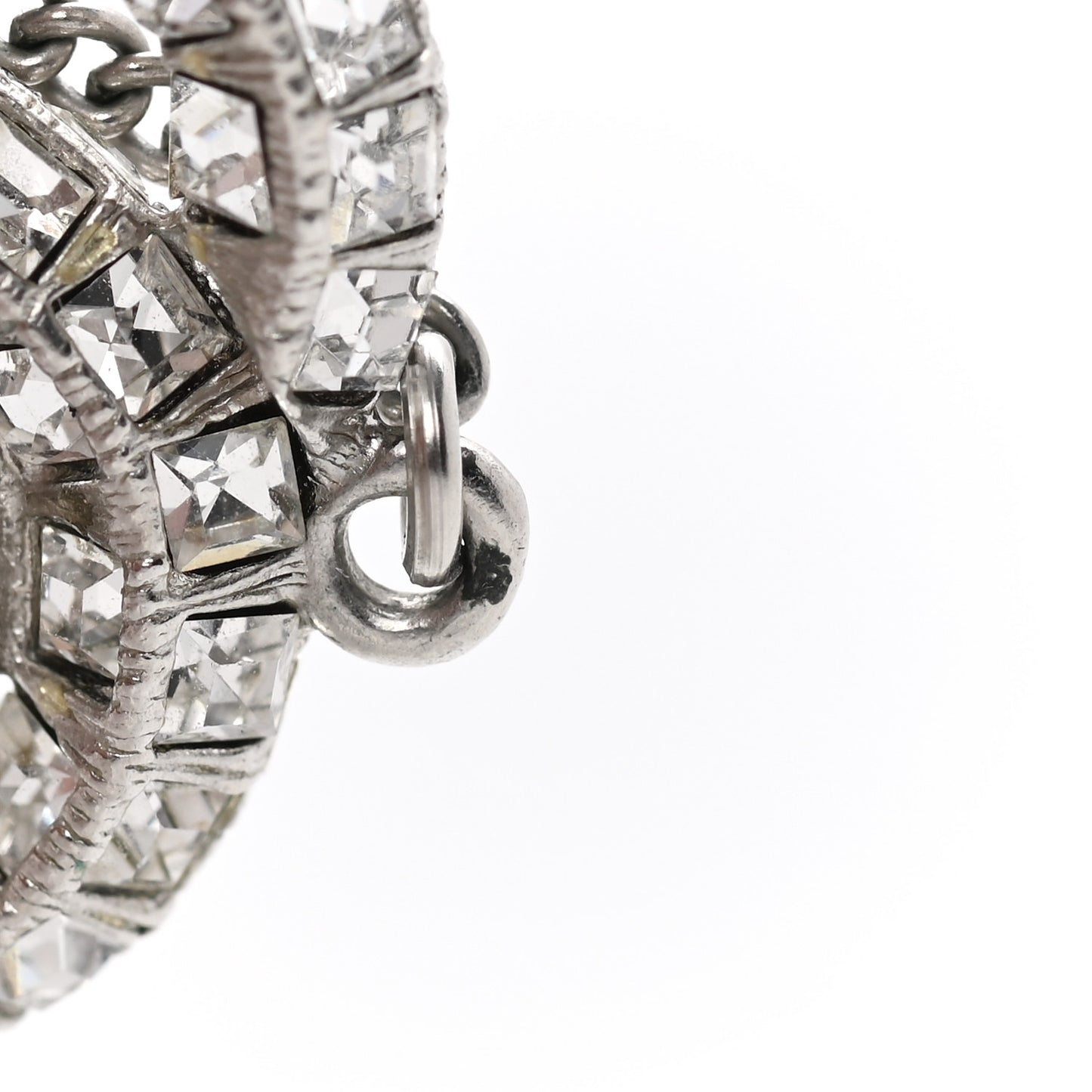 Baguette Crystal CC Drop Earrings Silver