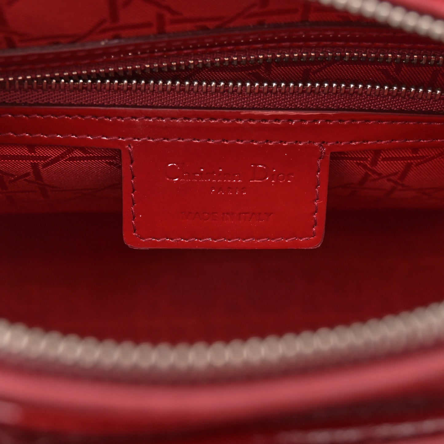 Patent Cannage Large Lady Dior Red