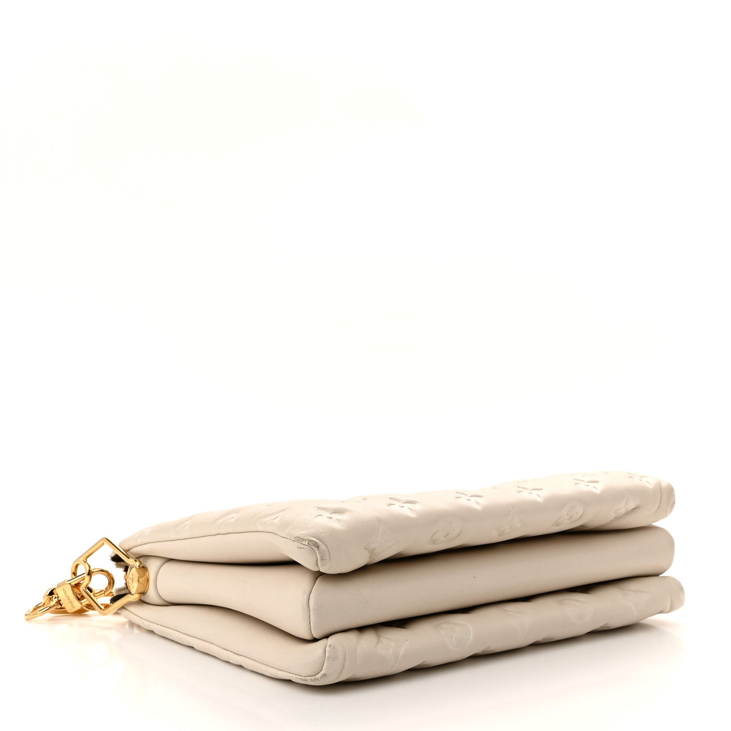Lambskin Embossed Monogram Coussin PM Beige Cream